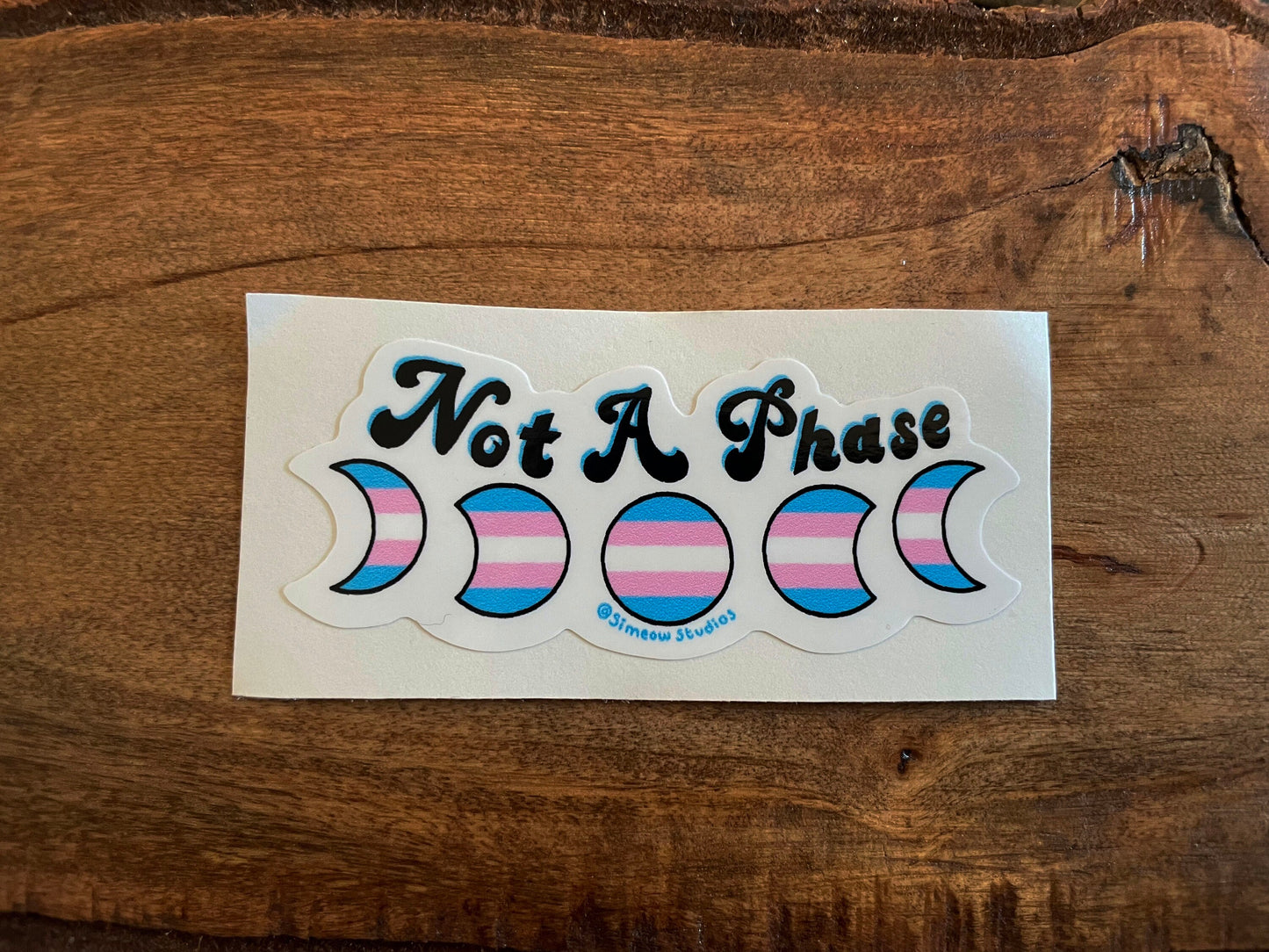 Not A Phase Trans Pride Waterproof Die-Cut Sticker/ Transgender Flag Die-Cut Sticker / UV Resistant Sticker / Queer Artist