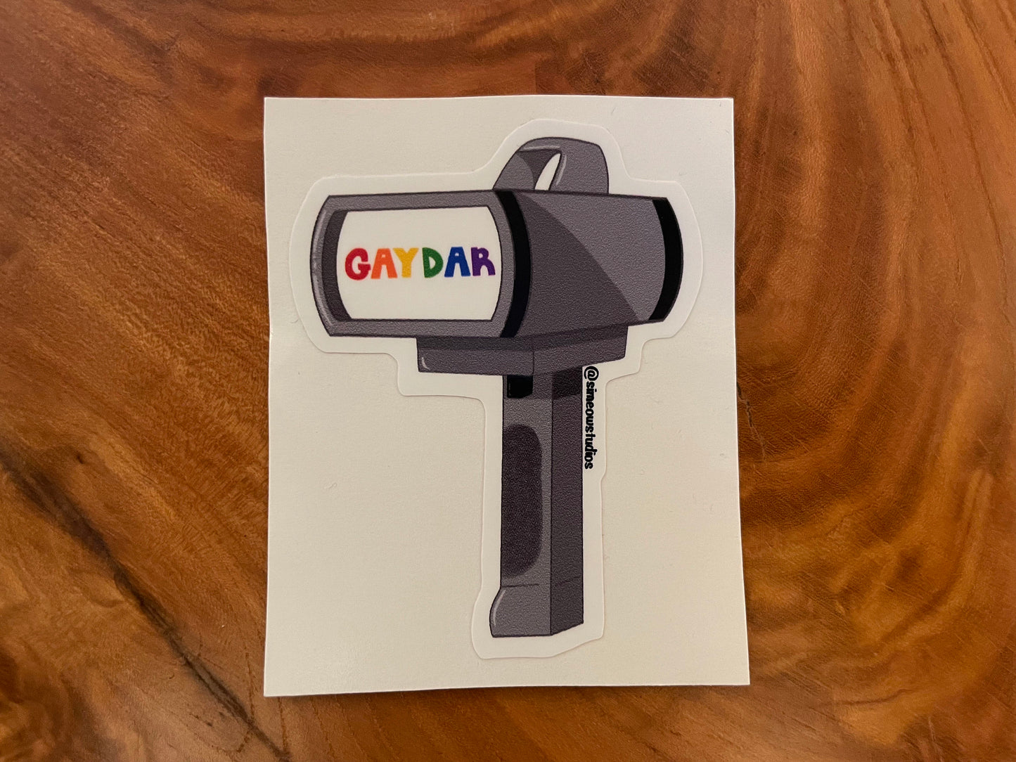 Gaydar Sticker/ Gaydar Weatherproof Die-Cut Sticker/ LGBTQ+ Pride Die-Cut Sticker/ Rainbow Pride Sticker