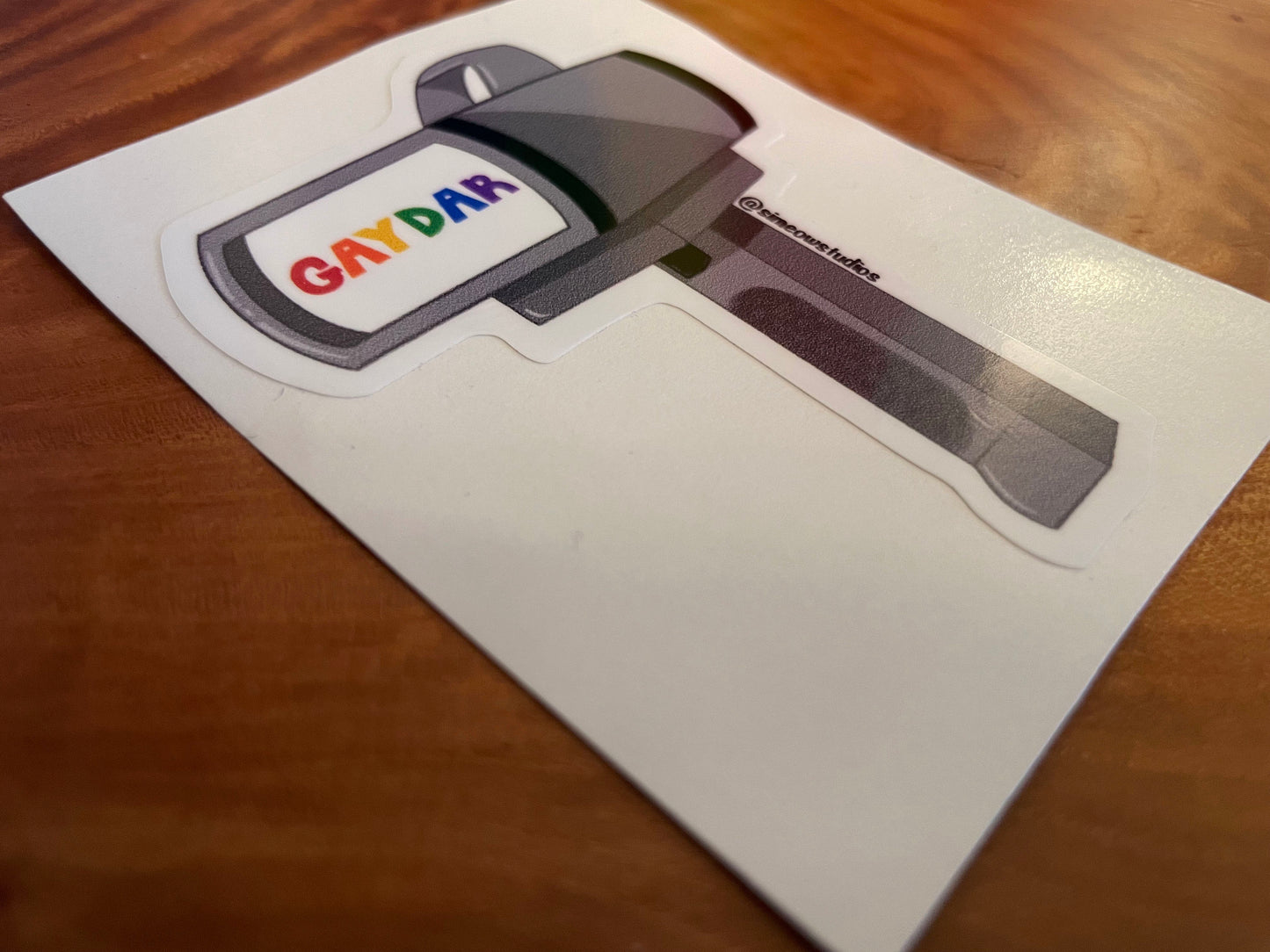 Gaydar Sticker/ Gaydar Weatherproof Die-Cut Sticker/ LGBTQ+ Pride Die-Cut Sticker/ Rainbow Pride Sticker