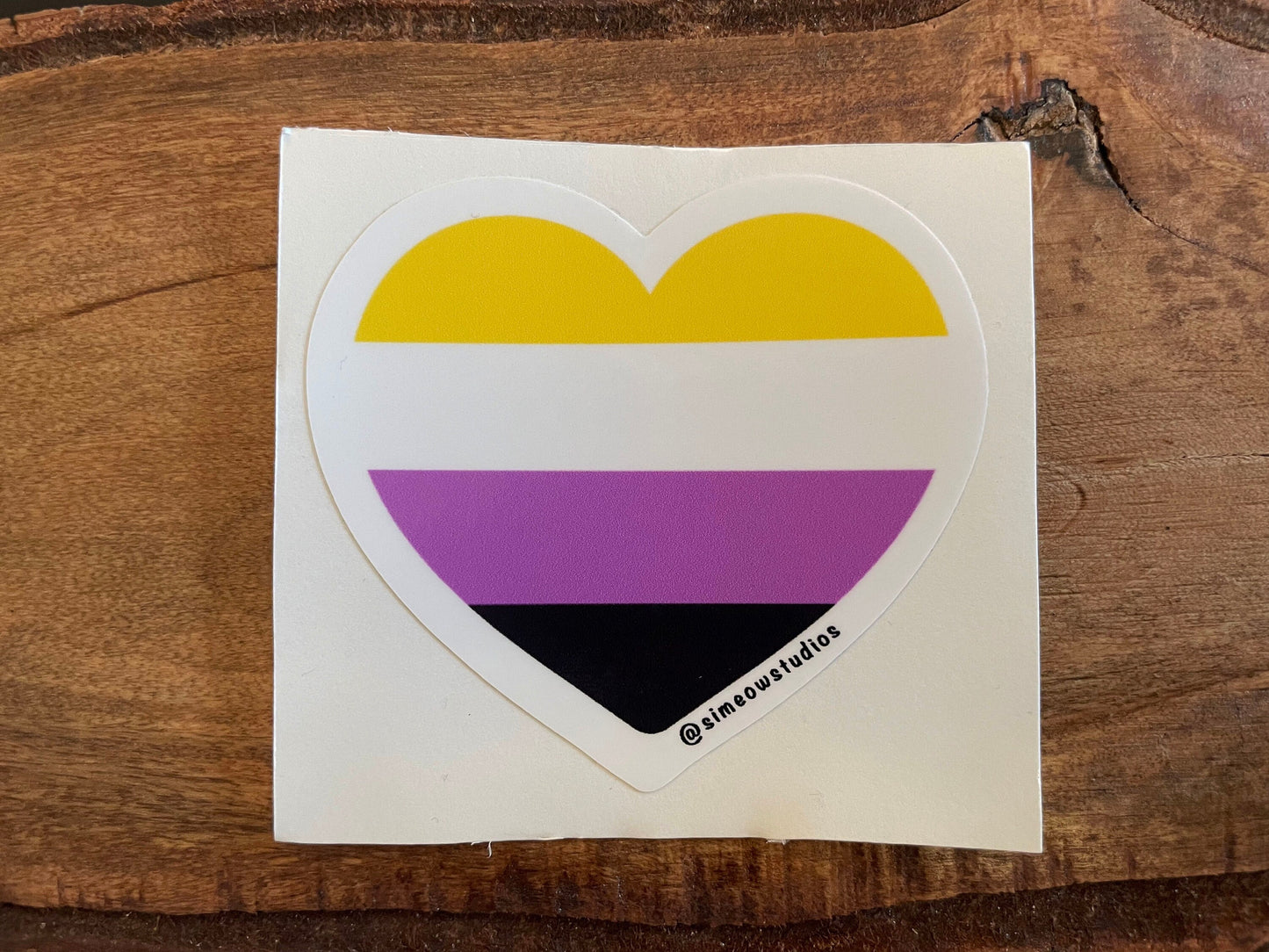 Nonbinary Pride Heart Sticker/ Nonbinary Flag Weatherproof Die-Cut Sticker/ Nonbinary Flag Heart Die-Cut Sticker