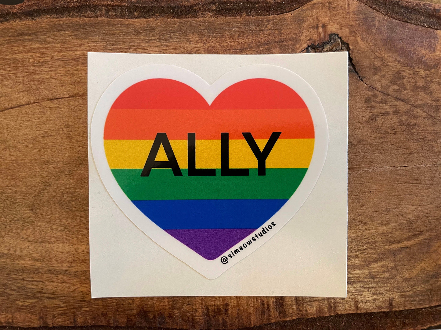 LGBTQ+ Ally Flag Heart Sticker/ Ally Weatherproof Die-Cut Sticker/ Ally Heart Die-Cut Sticker/ LGBTQ+ Ally Sticker