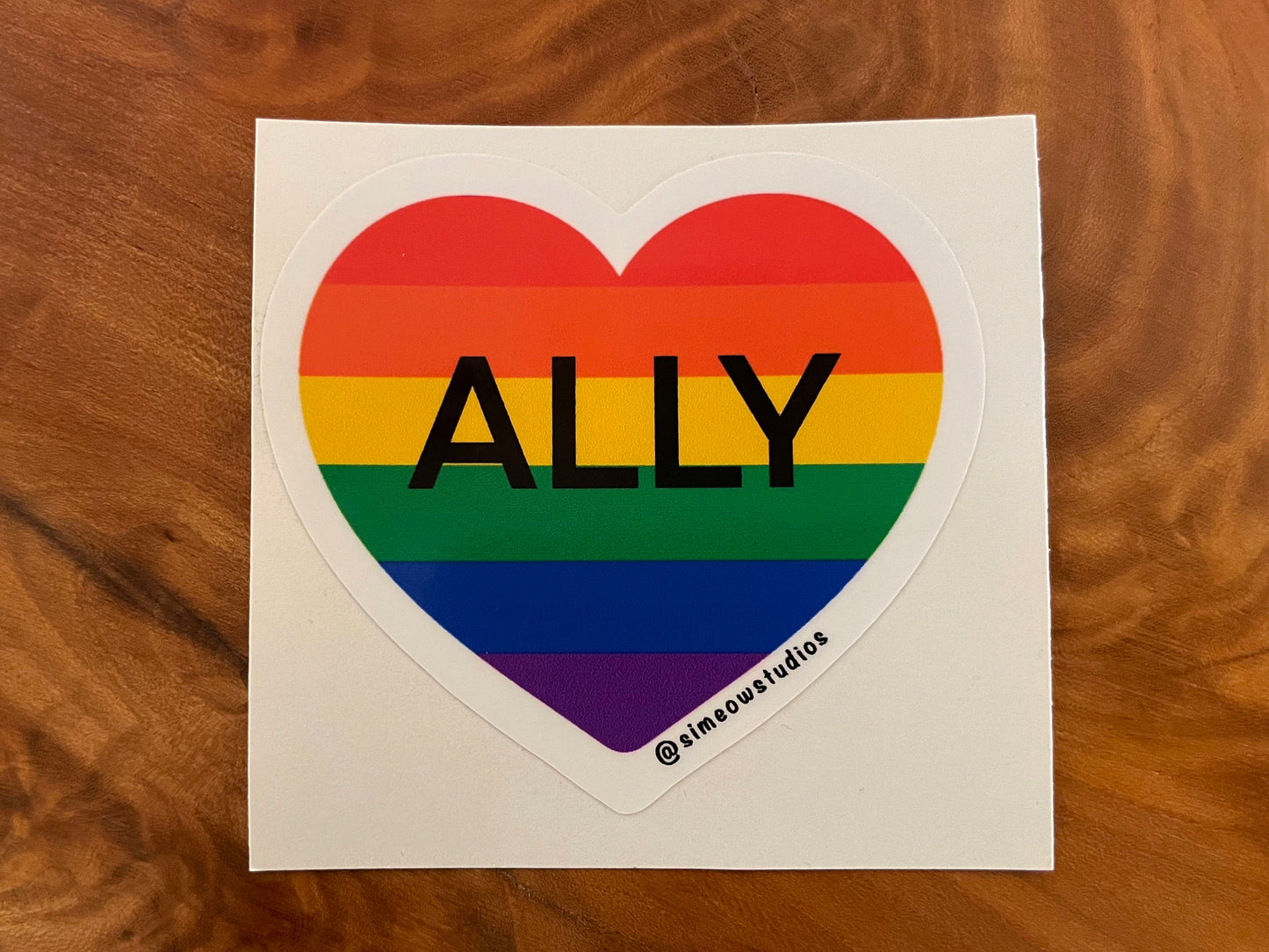 LGBTQ+ Ally Flag Heart Sticker/ Ally Weatherproof Die-Cut Sticker/ Ally Heart Die-Cut Sticker/ LGBTQ+ Ally Sticker
