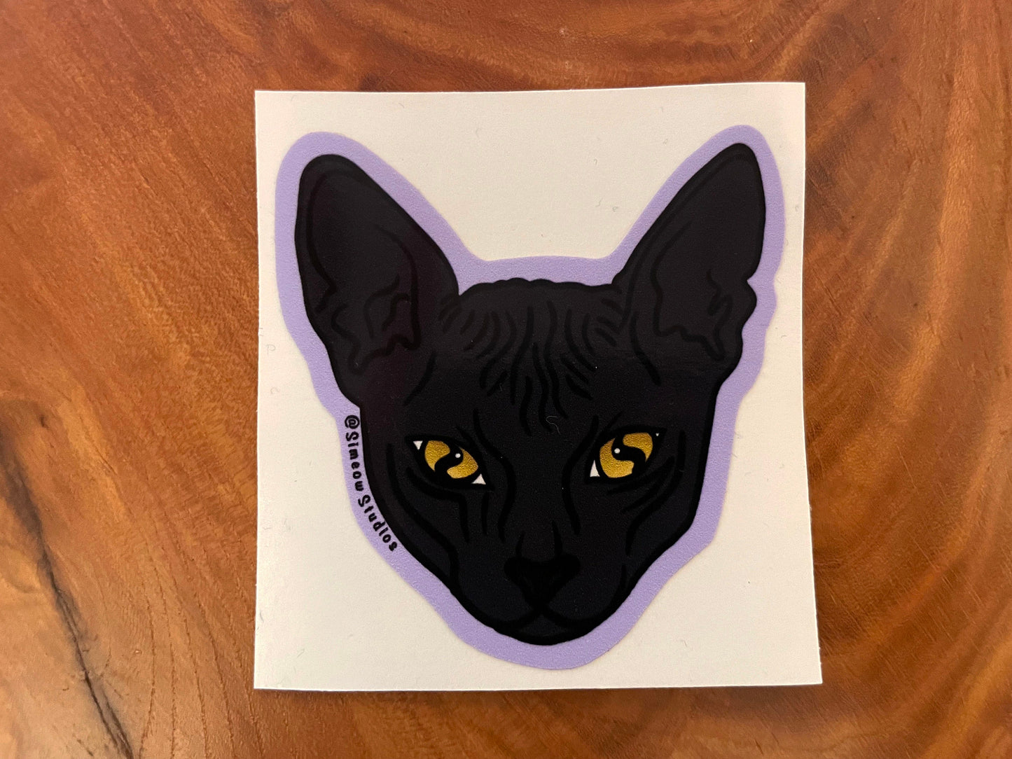 Simeow Cat Sticker/ Hairless Cat Art Sticker/ Hairless Cat Simeow Die-Cut Weatherproof sticker/ Hairless Black Cat Die-Cut Sticker