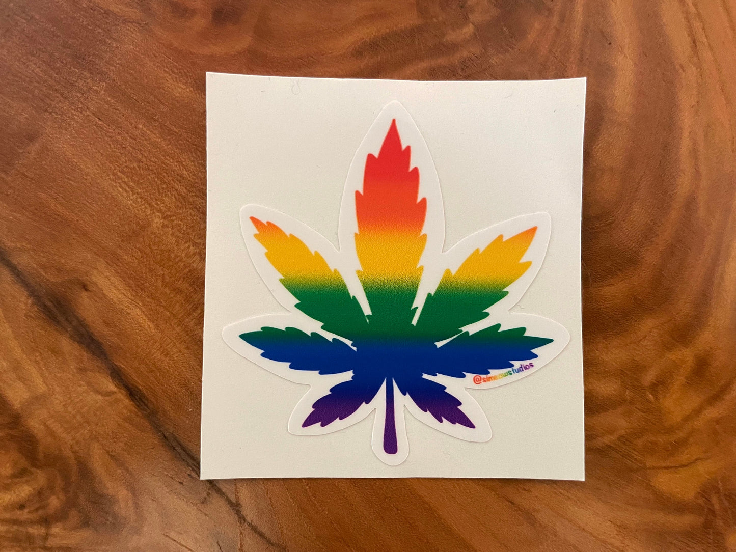 LGBTQ+ Flag Weed Leaf Sticker/ Pride Weatherproof Die-Cut Sticker/ Pride Weed Leaf Die-Cut Sticker/ LGBTQ+ Pride Sticker/ Rainbow Weed Leaf