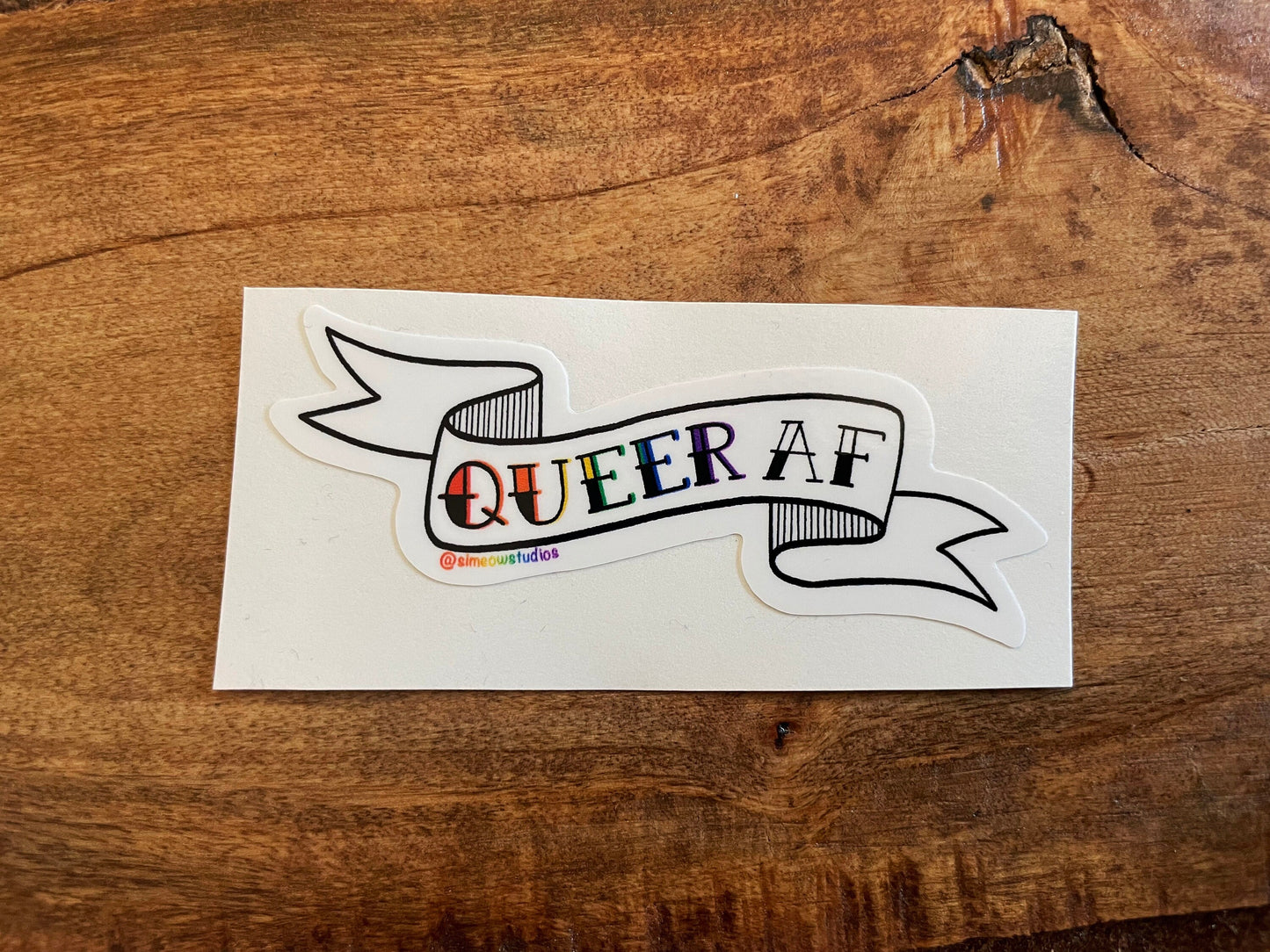 Queer AF Banner Sticker/ Pride Weatherproof Die-Cut Sticker/ Queer AF Die-Cut Sticker/ LGBTQ+ Pride Sticker/ Queer af Rainbow Sticker