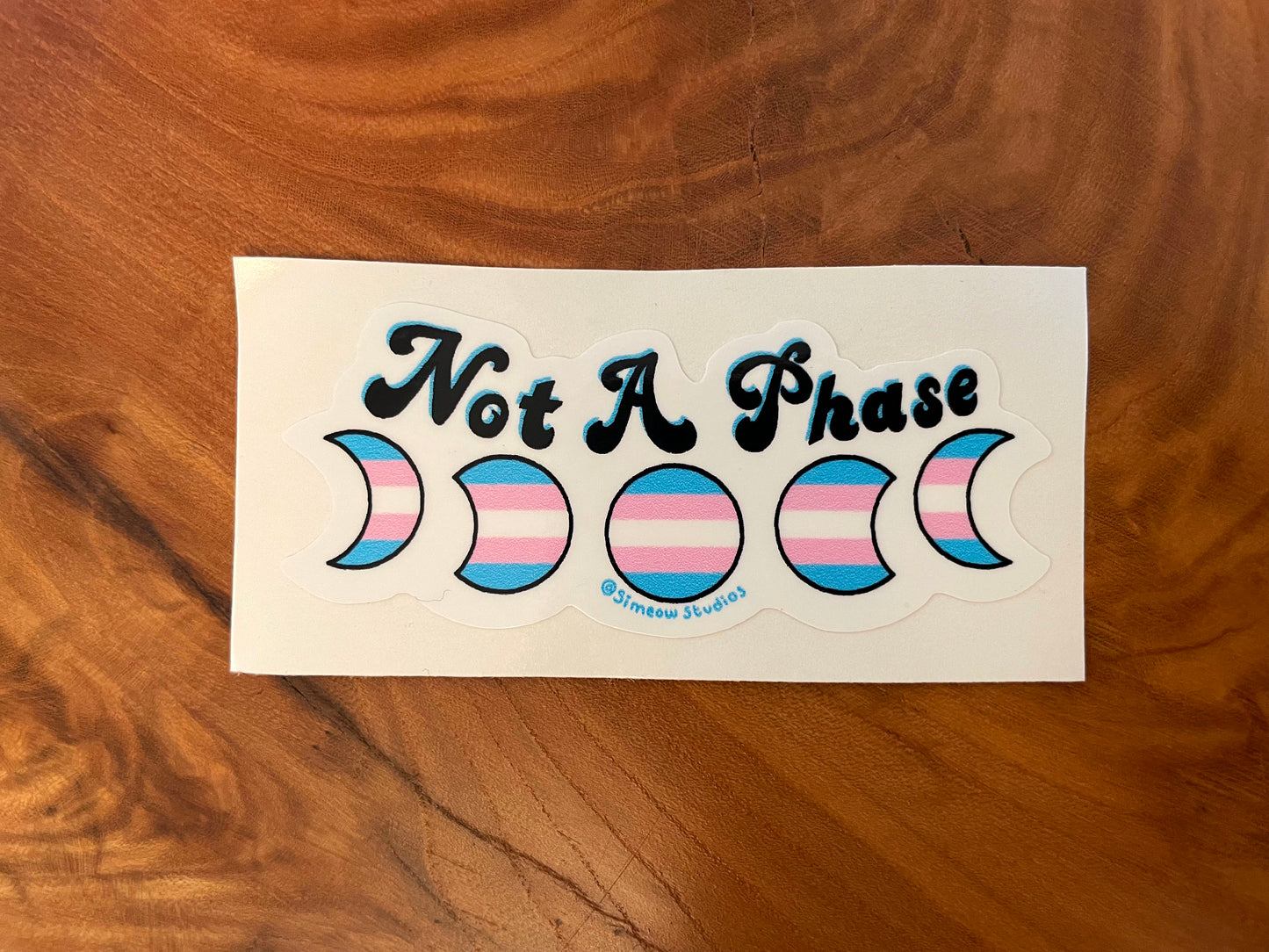 Not A Phase Trans Pride Waterproof Die-Cut Sticker/ Transgender Flag Die-Cut Sticker / UV Resistant Sticker / Queer Artist