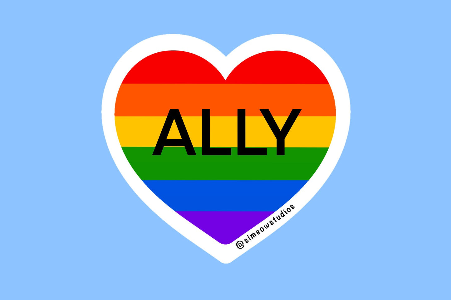 LGBTQ+ Ally Flag Heart Sticker/ Ally Weatherproof Die-Cut Sticker/ Ally Heart Die-Cut Sticker/ LGBTQ+ Ally Sticker