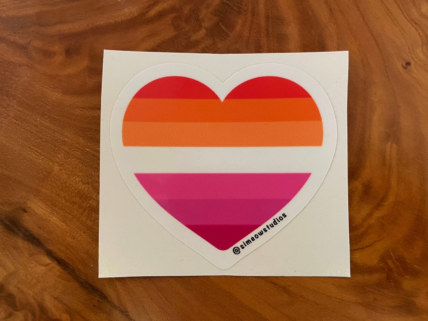 Lesbian Pride Flag Heart Die Cut Sticker/ Lesbian Flag Weatherproof Sticker/ Lesbian Flag Heart Die-Cut Sticker/ Lesbian Pride Sticker