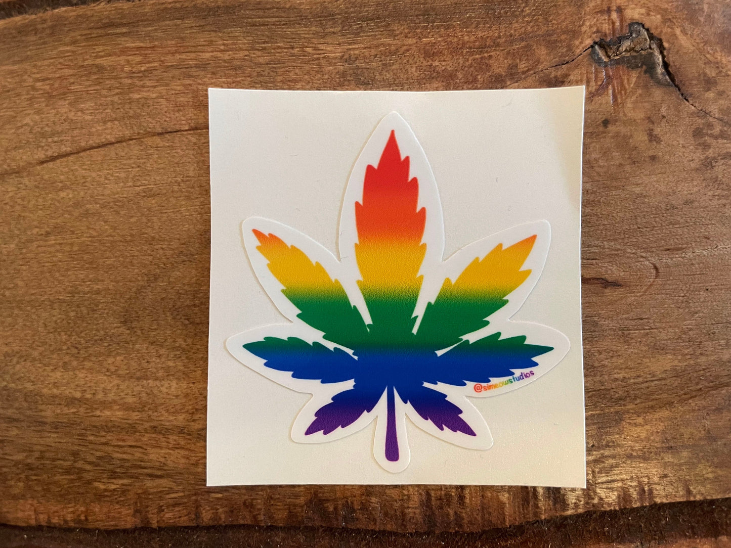 LGBTQ+ Flag Weed Leaf Sticker/ Pride Weatherproof Die-Cut Sticker/ Pride Weed Leaf Die-Cut Sticker/ LGBTQ+ Pride Sticker/ Rainbow Weed Leaf