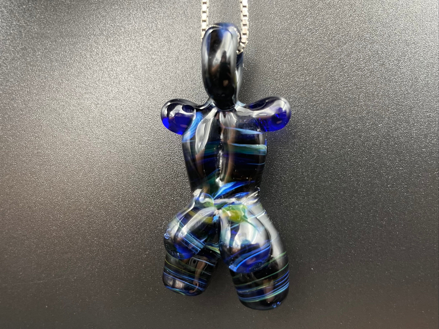 Glass Babe Pendant / Hand Mixed Blue Babe / Hand Blown Glass Babe Pendant / Glass Blown Babe Pendant / Sexy Pendant / Elegant Glass Pendant
