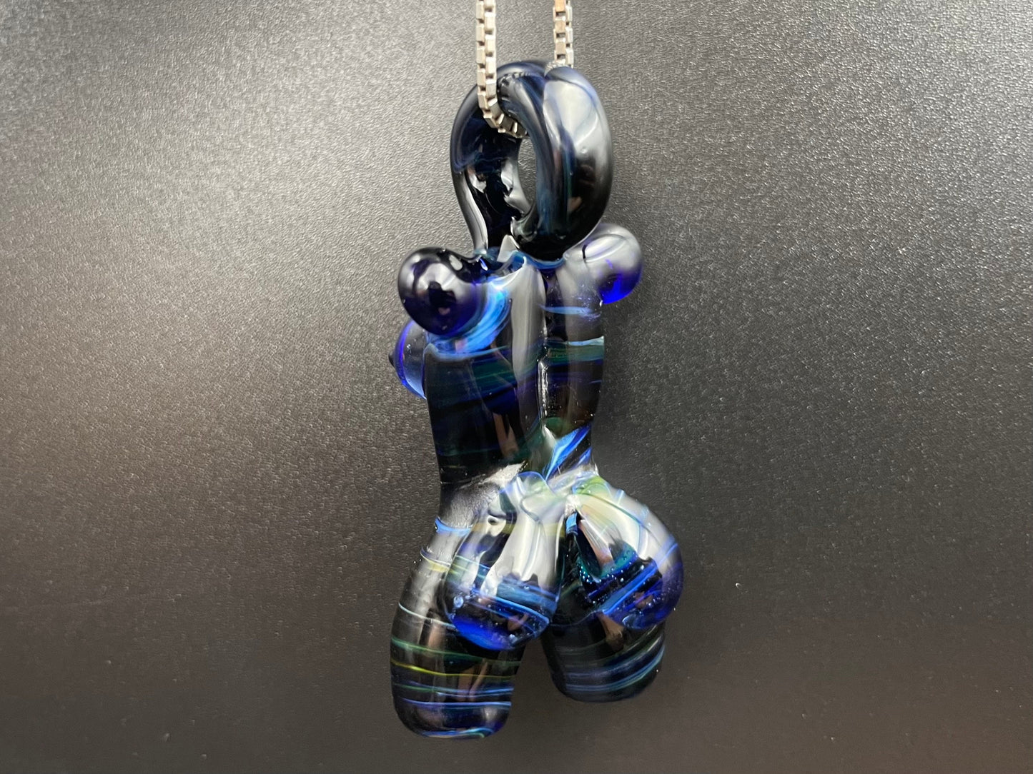 Glass Babe Pendant / Hand Mixed Blue Babe / Hand Blown Glass Babe Pendant / Glass Blown Babe Pendant / Sexy Pendant / Elegant Glass Pendant