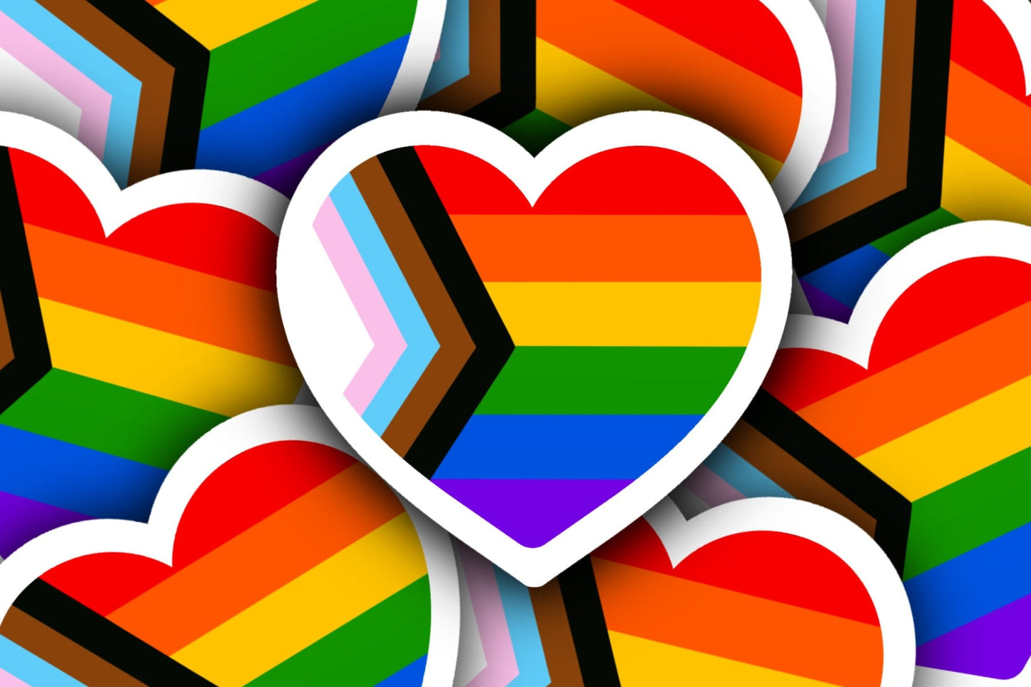Progress Pride Heart Sticker/ Progress Flag Waterproof Die-Cut Sticker/ Progress Flag Heart Die-Cut Sticker / Queer gear