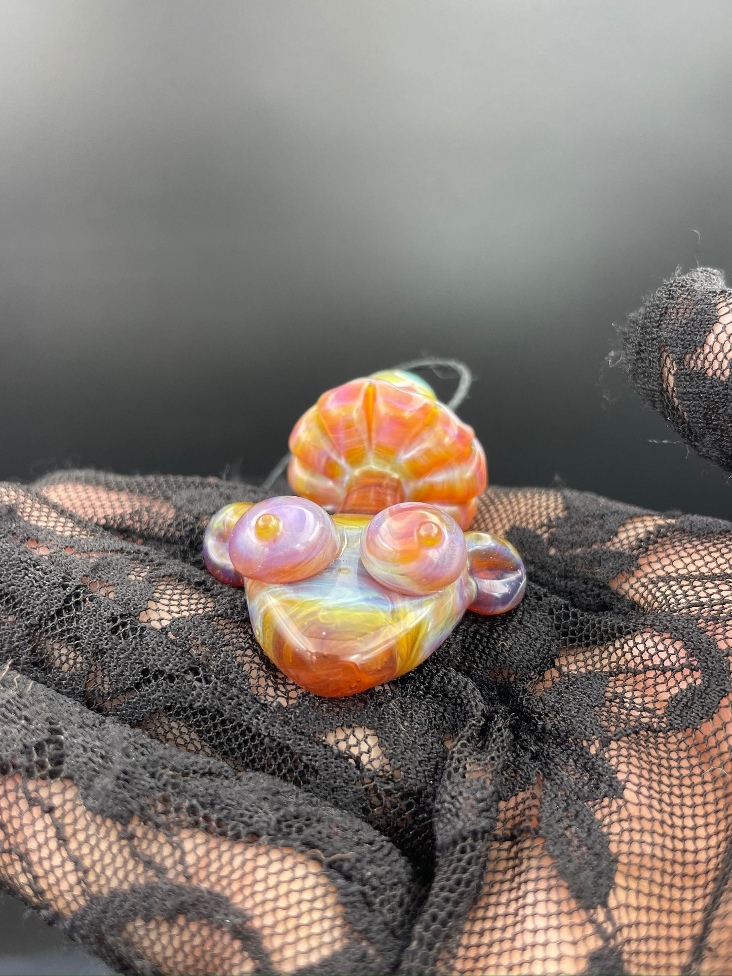 Rainbow Shroom Head Torso Pendant/ Rainbow Tiddy Pendant / Glass Mushroom Pendant / Glass Mushroom Boobie Pendant / Lesbian Mushroom