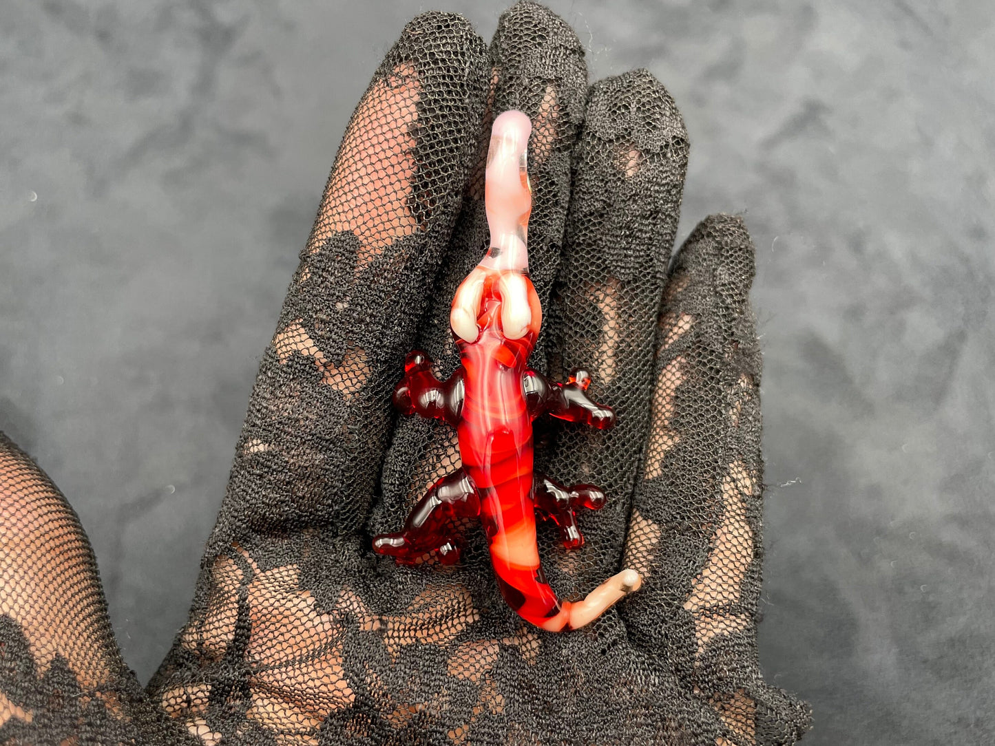 Glass Lizard Pendant / Hand Sculpted Lizard / Queer Lizzy the Lizard Pendant / Lizard Necklace / Lizard Ornament / Reptile Necklace