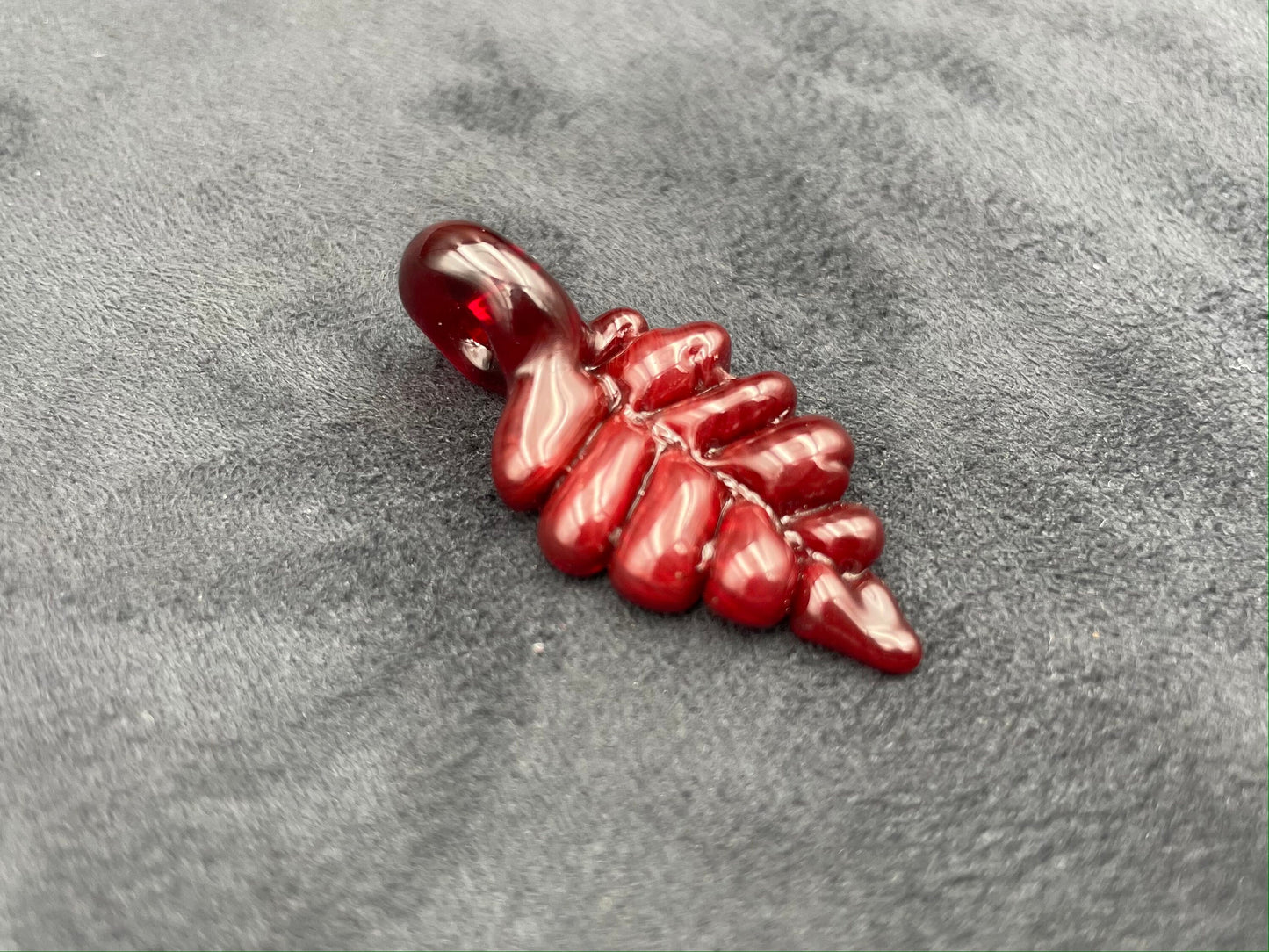 Hand Blown Red Leaf Necklace / Overgrow Leaf Necklace / Botanical Jewelry / Autumn Leaf Necklace / Valentines Day Gift / Emo Leaf