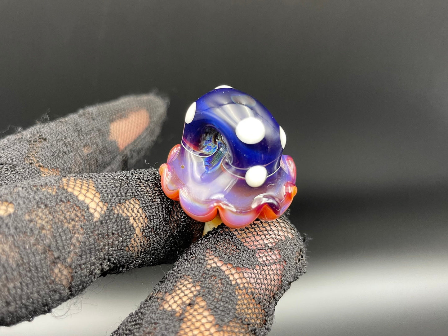 Purple Mushroom Pendant/ Shroom pendant / Hand Sculpted Glass Mushroom Necklace / Purple Glass Shroom Pendant