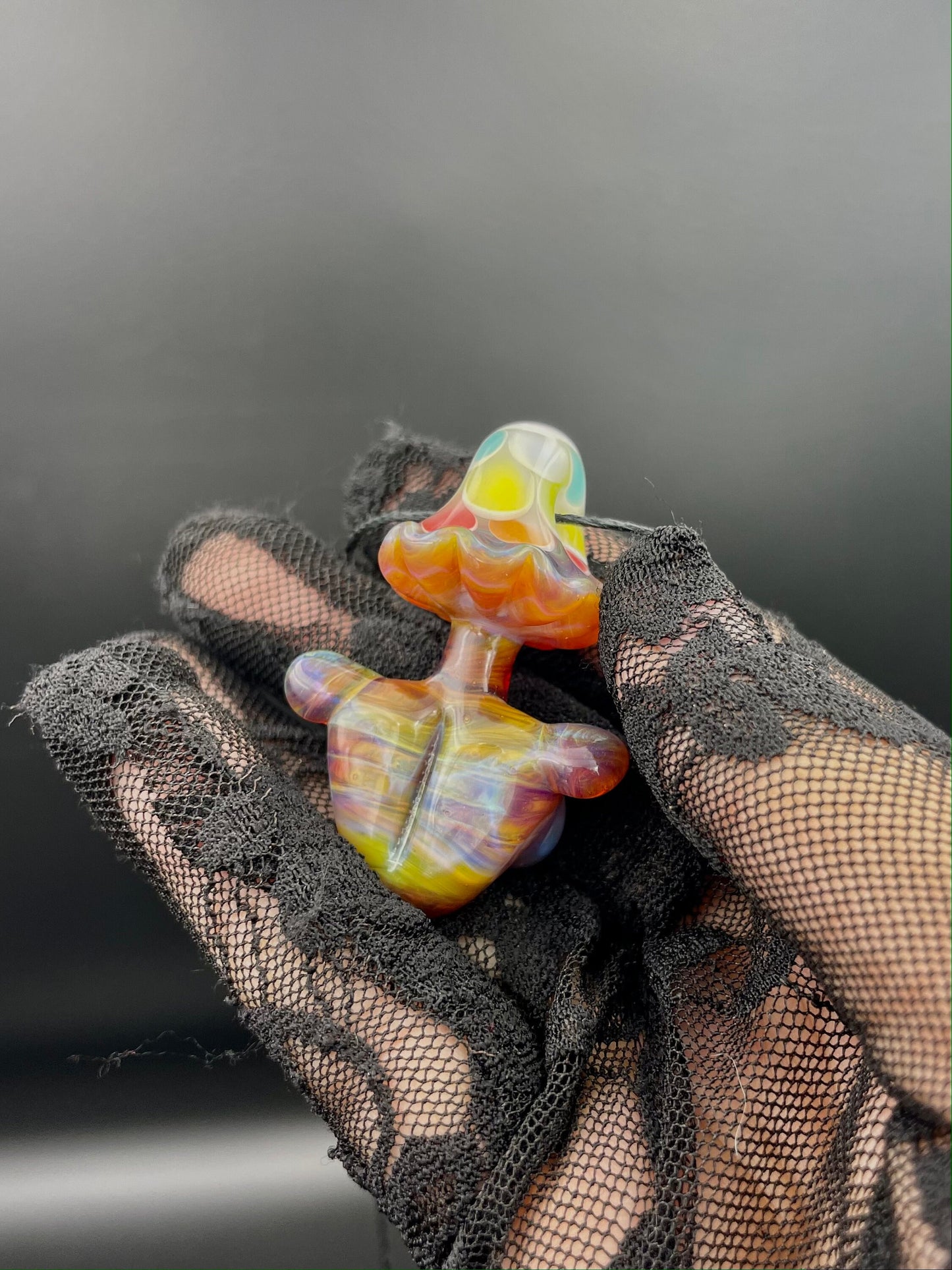 Rainbow Shroom Head Torso Pendant/ Rainbow Tiddy Pendant / Glass Mushroom Pendant / Glass Mushroom Boobie Pendant / Lesbian Mushroom