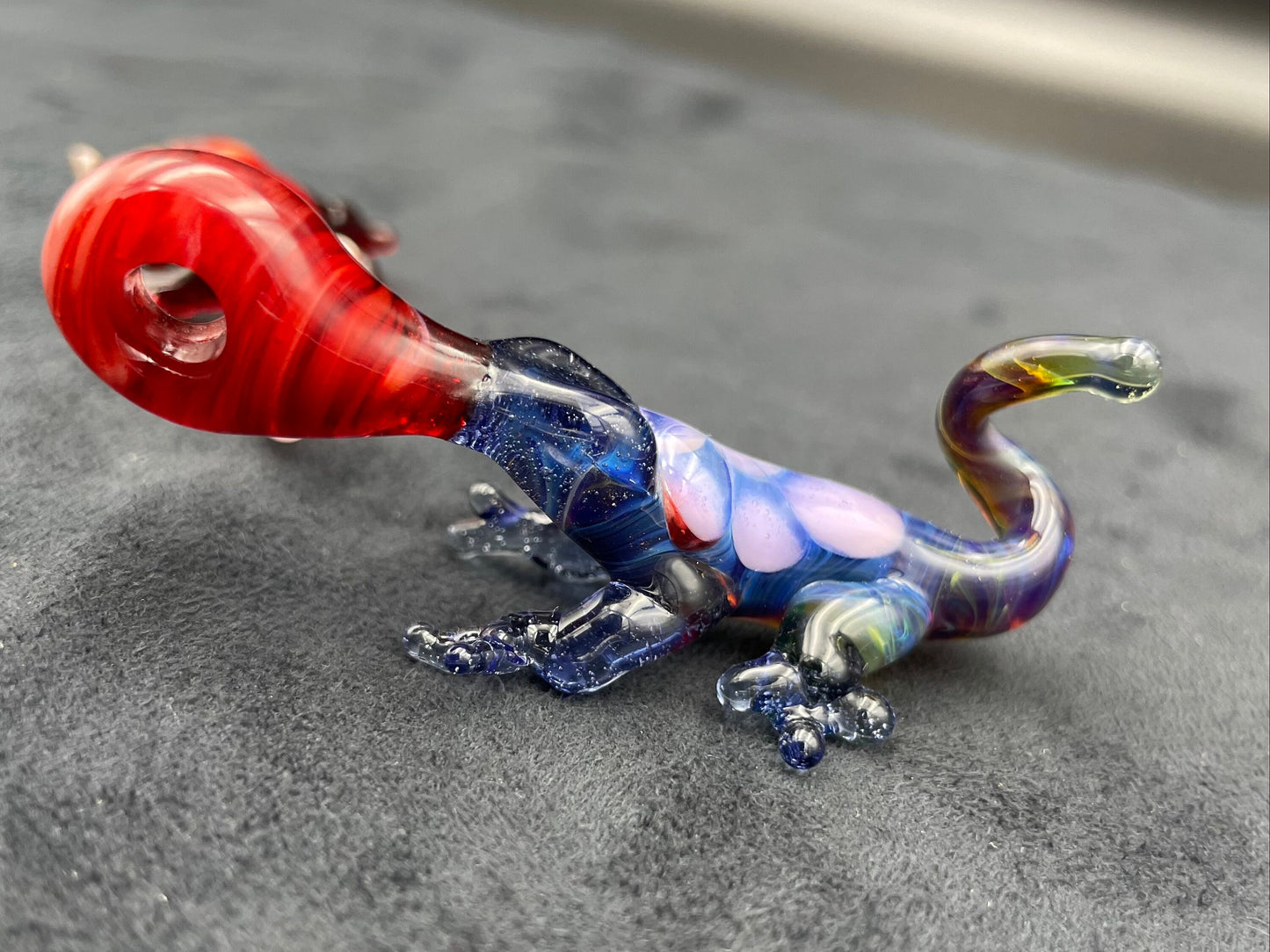Glass Lizard Pendant / Hand Sculpted Lizard / Queer Lizzy the Lizard Pendant / Lizard Necklace / Lizard Ornament / Reptile Necklace