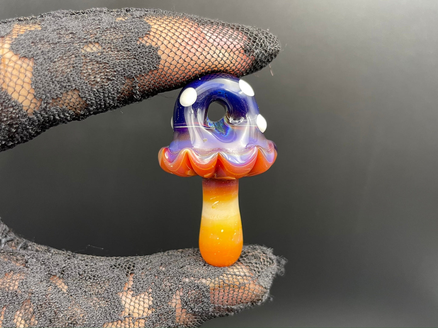 Purple Mushroom Pendant/ Shroom pendant / Hand Sculpted Glass Mushroom Necklace / Purple Glass Shroom Pendant