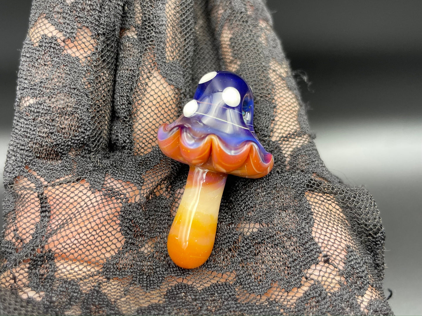Purple Mushroom Pendant/ Shroom pendant / Hand Sculpted Glass Mushroom Necklace / Purple Glass Shroom Pendant