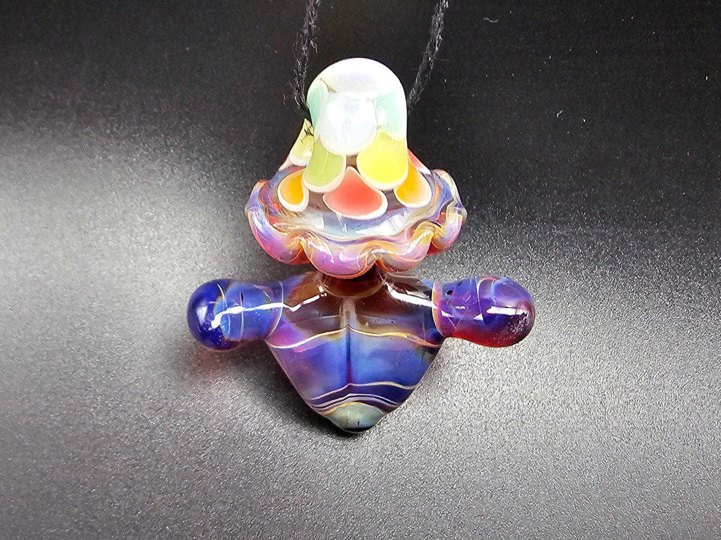 Rainbow Shroom Head Torso Pendant/ Rainbow Tiddy Pendant / Glass Mushroom Pendant / Glass Mushroom Boobie Pendant / Lesbian Mushroom