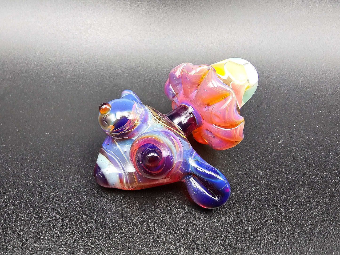 Rainbow Shroom Head Torso Pendant/ Rainbow Tiddy Pendant / Glass Mushroom Pendant / Glass Mushroom Boobie Pendant / Lesbian Mushroom