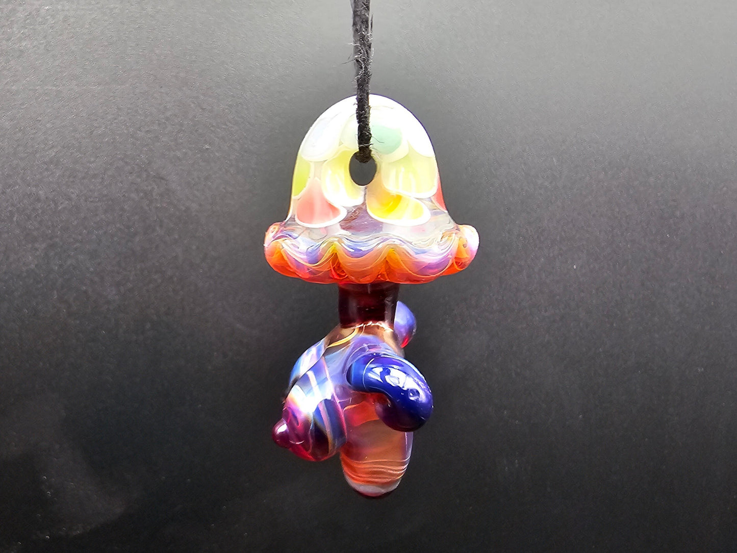 Rainbow Shroom Head Torso Pendant/ Rainbow Tiddy Pendant / Glass Mushroom Pendant / Glass Mushroom Boobie Pendant / Lesbian Mushroom