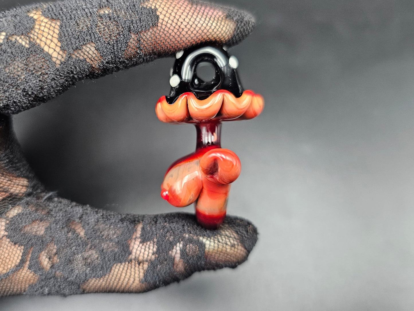 Shroom Head Torso Pendant/ Tiddy Pendant / Glass Mushroom Pendant / Glass Mushroom Boobie Pendant