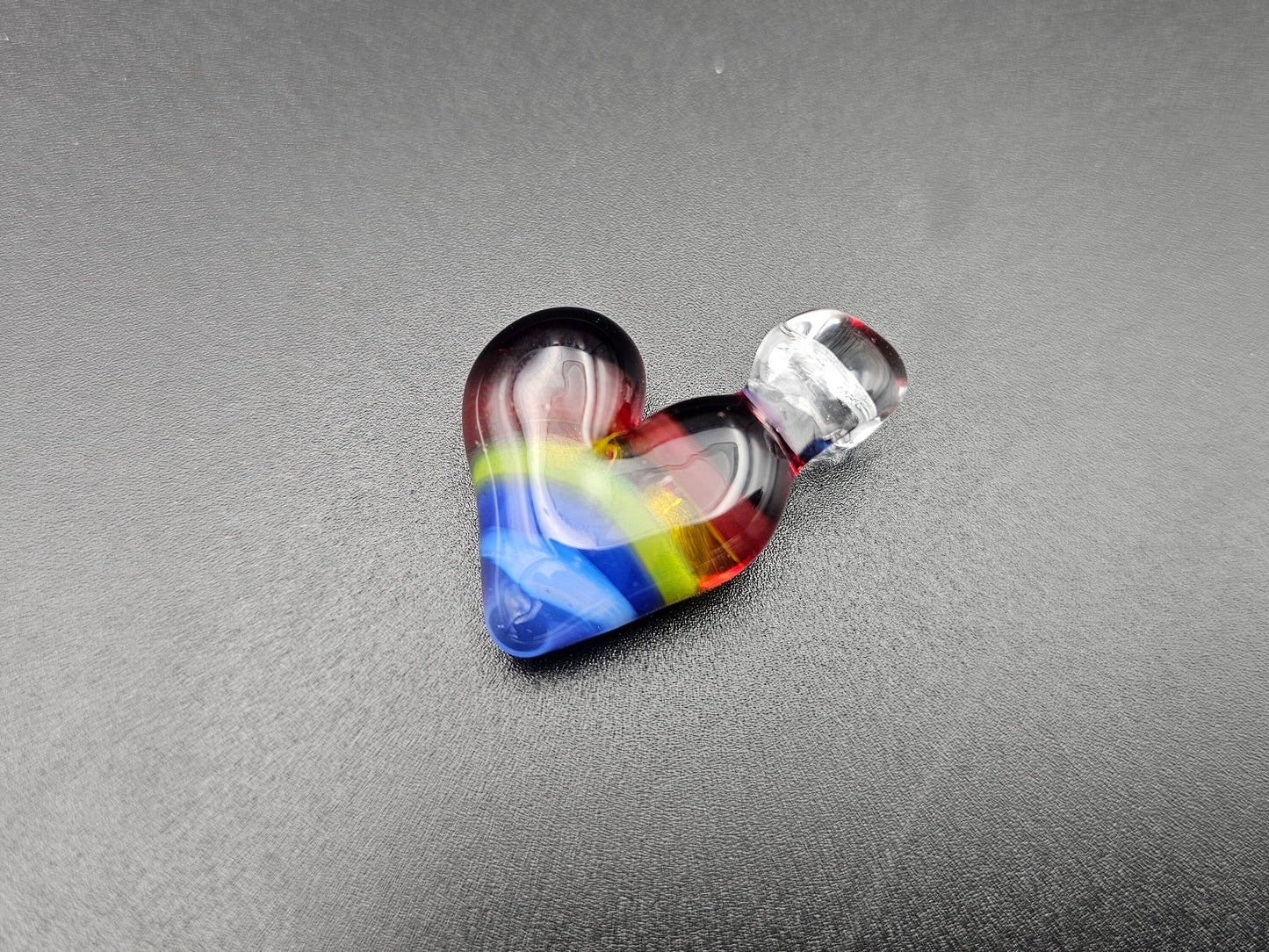 Rainbow Glass Heart Pendant / Rainbow Heart Necklace / Hand Made Glass / Pride pendant / Pride Heart necklace