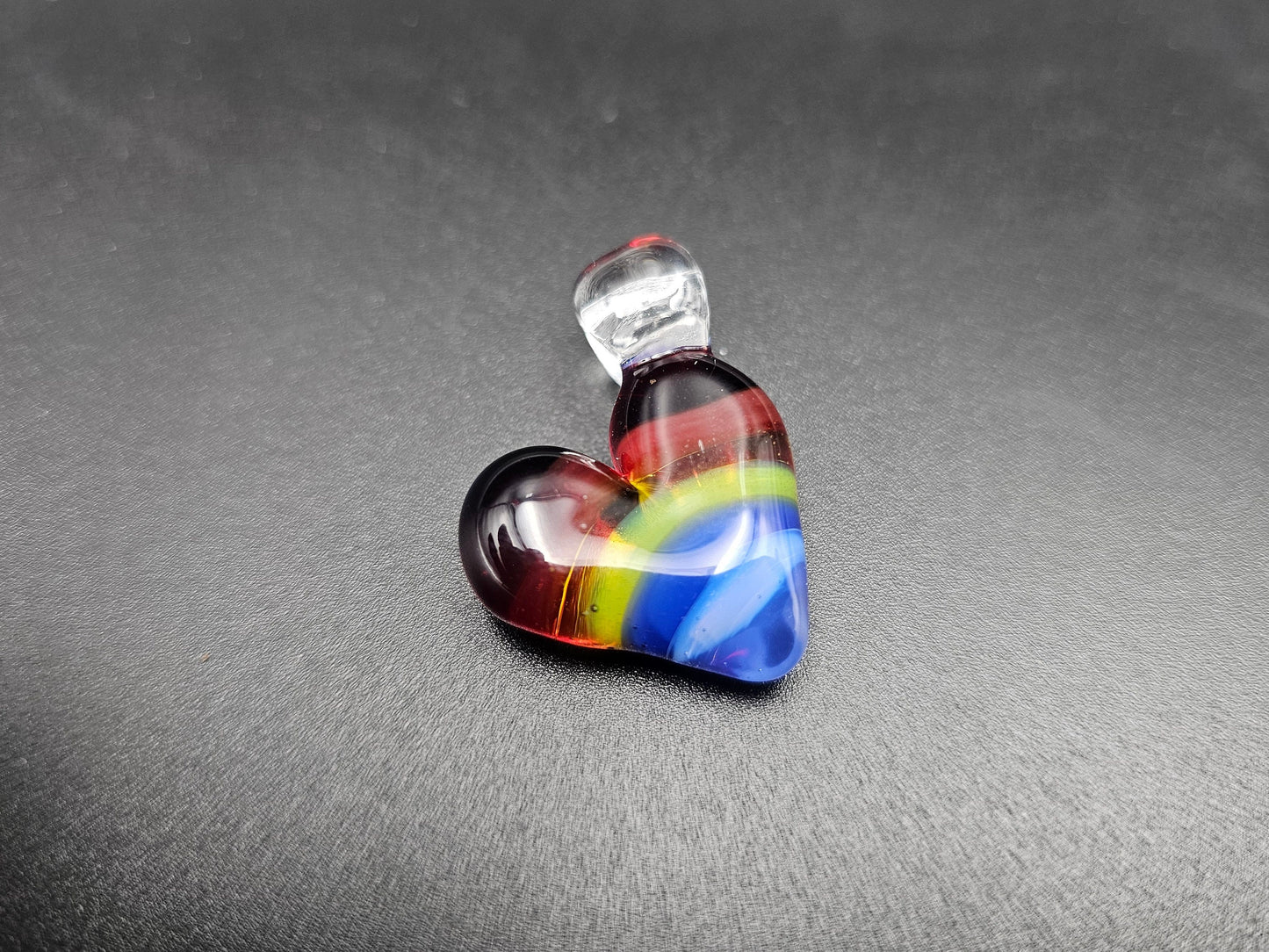 Rainbow Glass Heart Pendant / Rainbow Heart Necklace / Hand Made Glass / Pride pendant / Pride Heart necklace