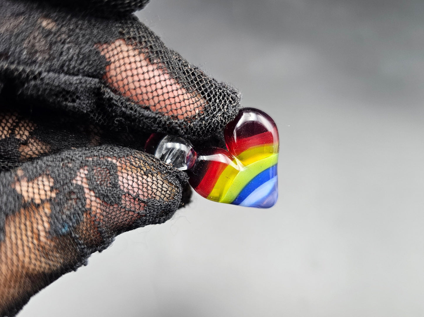 Rainbow Glass Heart Pendant / Rainbow Heart Necklace / Hand Made Glass / Pride pendant / Pride Heart necklace