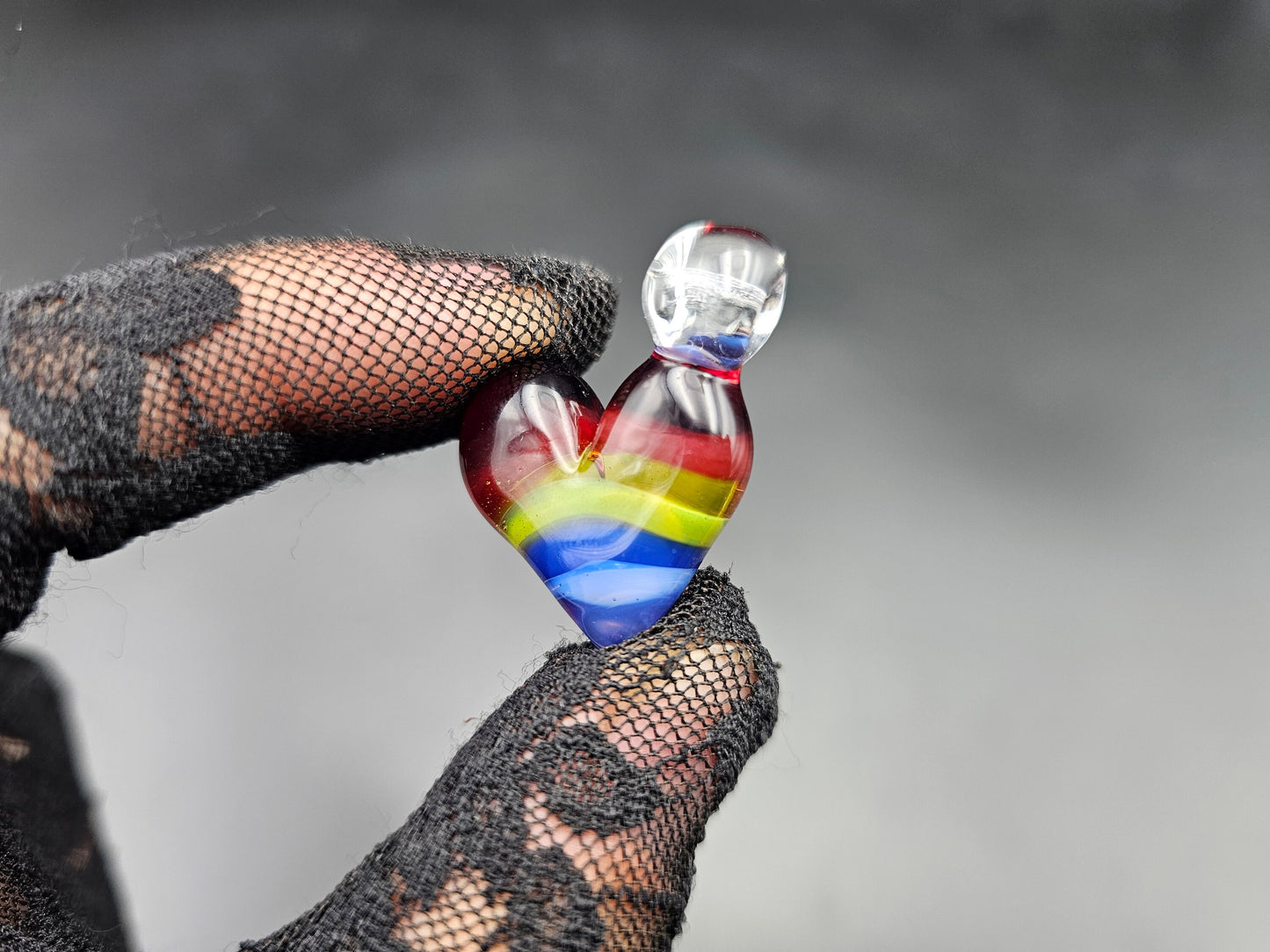Rainbow Glass Heart Pendant / Rainbow Heart Necklace / Hand Made Glass / Pride pendant / Pride Heart necklace