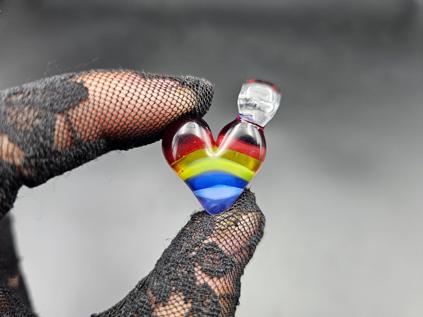 Rainbow Glass Heart Pendant / Rainbow Heart Necklace / Hand Made Glass / Pride pendant / Pride Heart necklace