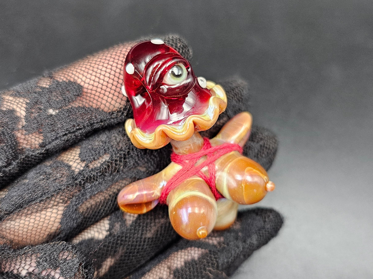 Monster Shroom Head Torso Pendant/ Tiddy Pendant / Glass Mushroom Monster Pendant / Glass Monster Mushroom Boobie Pendant