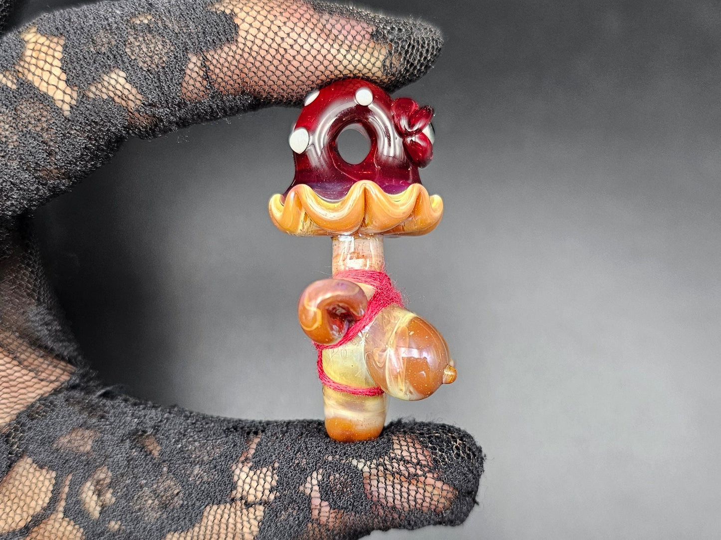 Monster Shroom Head Torso Pendant/ Tiddy Pendant / Glass Mushroom Monster Pendant / Glass Monster Mushroom Boobie Pendant