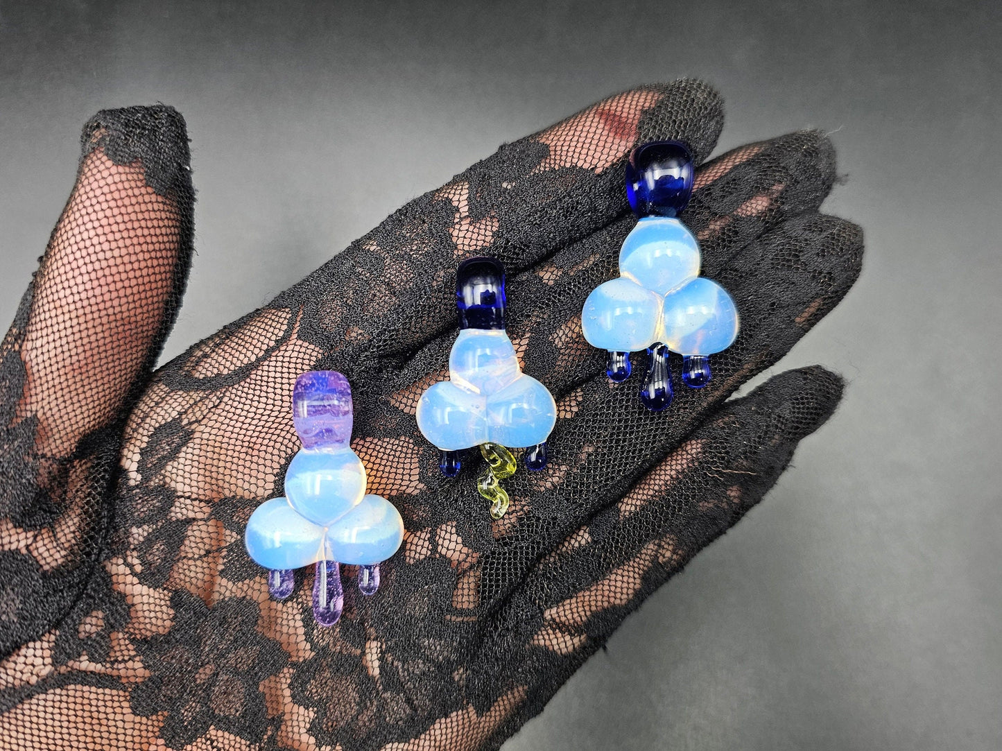 Glass Rain Cloud Pendant/ Cloud pendant / Hand Sculpted Glass Cloud Necklace / Glass Rain Cloud Pendant