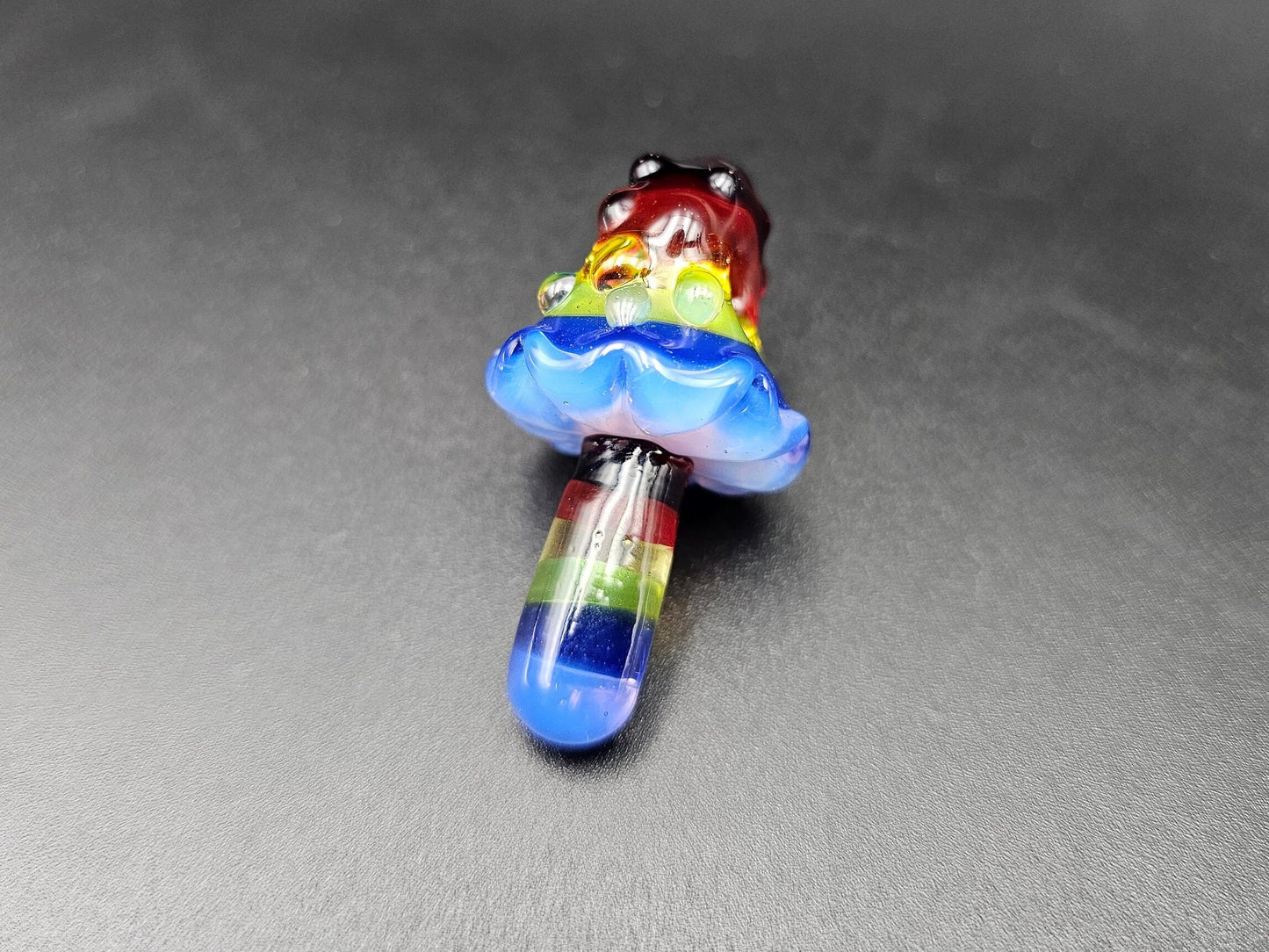 Double Rainbow Mushroom Pendant/ Shroom pendant / Hand Sculpted Glass Mushroom Necklace / Rainbow Shroom Pendant
