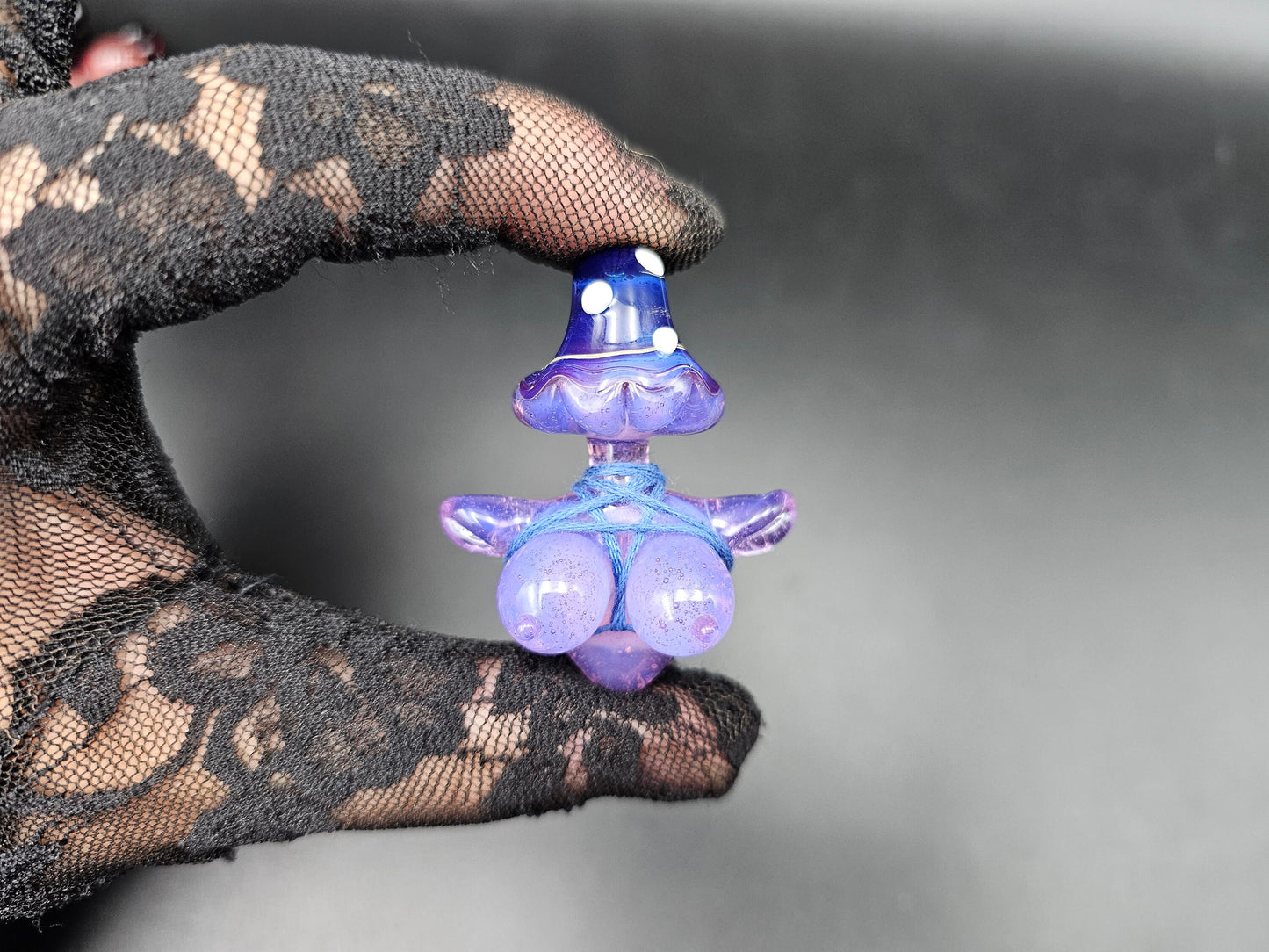Shroom Head Torso Pendant/ Tiddy Pendant / Glass Mushroom Pendant / Glass Mushroom Boobie Pendant / Shibari Pendant / NSFW