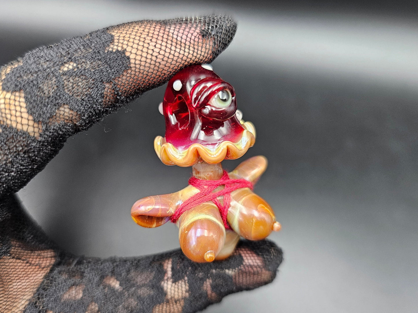 Monster Shroom Head Torso Pendant/ Tiddy Pendant / Glass Mushroom Monster Pendant / Glass Monster Mushroom Boobie Pendant