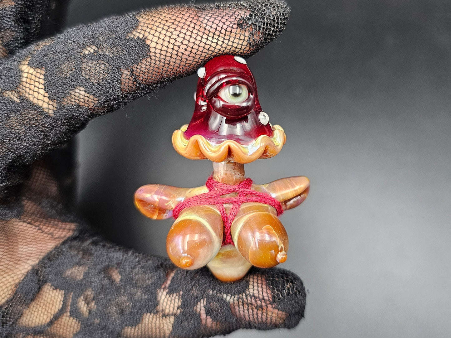 Monster Shroom Head Torso Pendant/ Tiddy Pendant / Glass Mushroom Monster Pendant / Glass Monster Mushroom Boobie Pendant