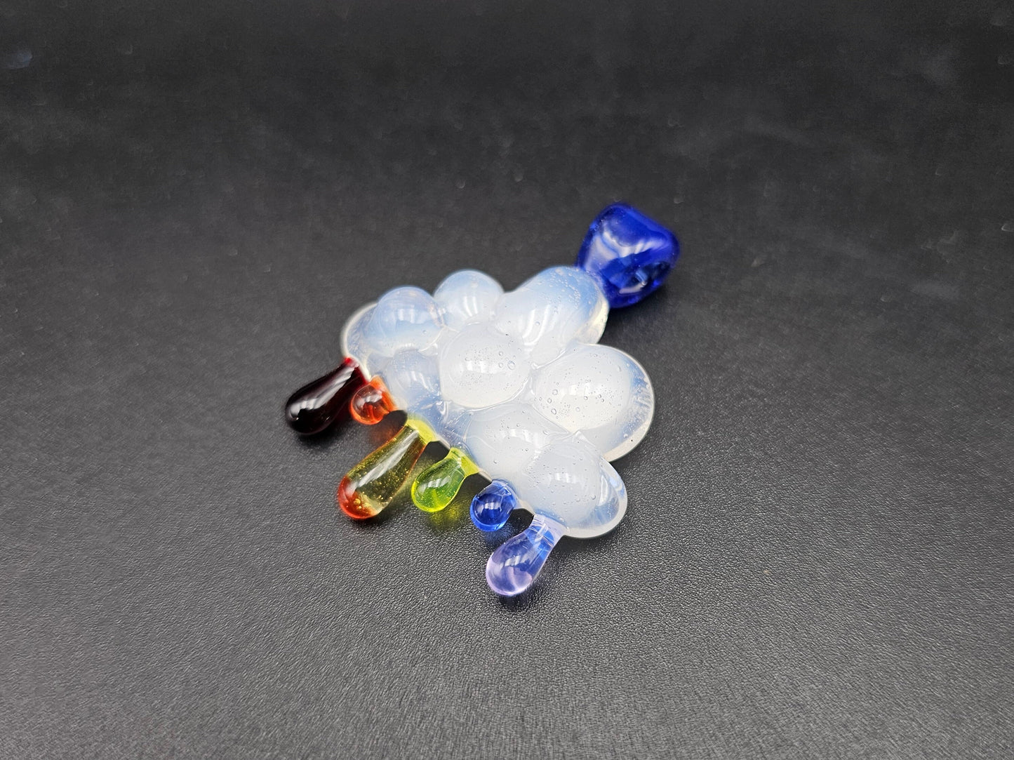Rainbow Rain Cloud Pendant/ Rainbow Cloud pendant / Hand Sculpted Glass Cloud Necklace / Glass Rain Cloud Pendant / Rainbow rain pendant
