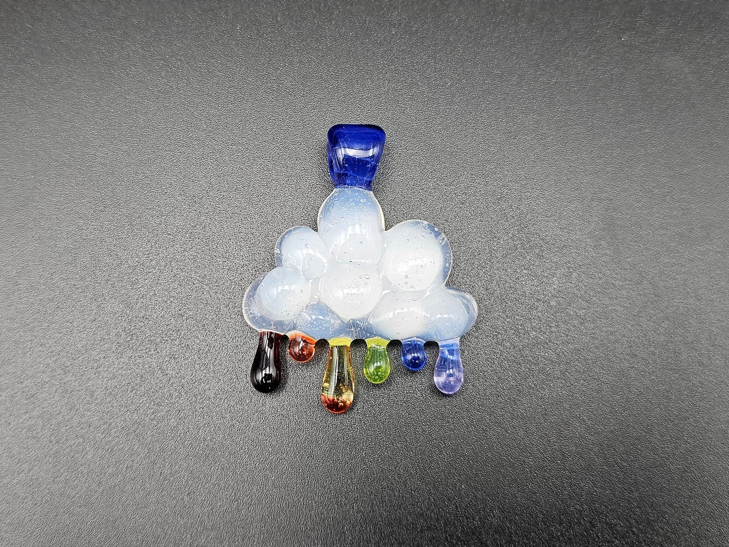 Rainbow Rain Cloud Pendant/ Rainbow Cloud pendant / Hand Sculpted Glass Cloud Necklace / Glass Rain Cloud Pendant / Rainbow rain pendant