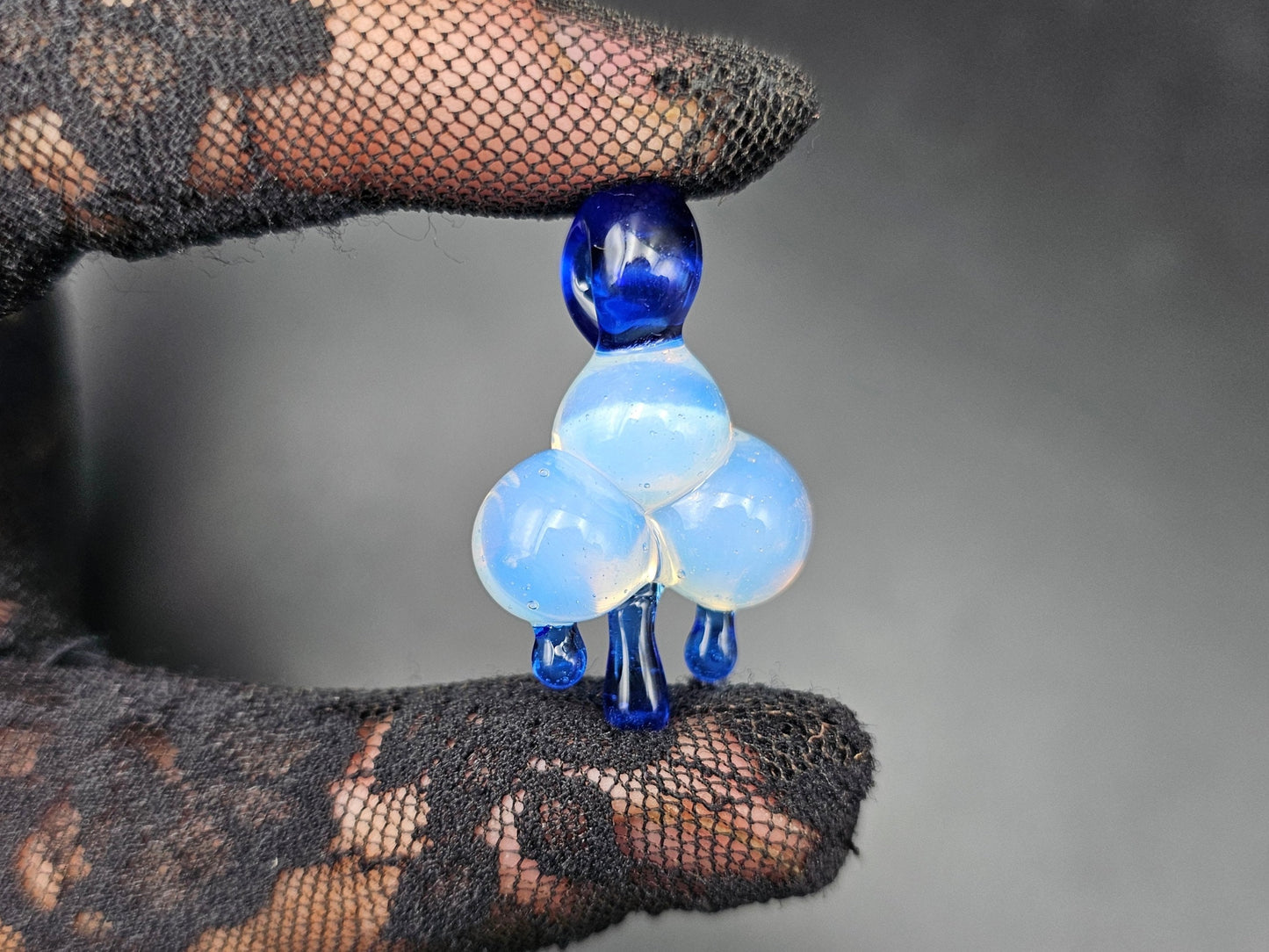 Glass Rain Cloud Pendant/ Cloud pendant / Hand Sculpted Glass Cloud Necklace / Glass Rain Cloud Pendant