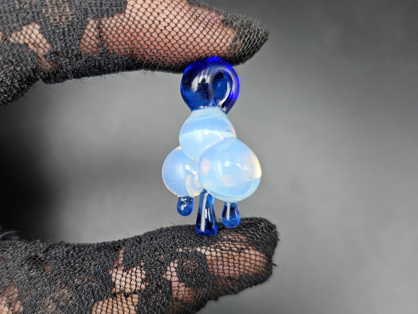 Glass Rain Cloud Pendant/ Cloud pendant / Hand Sculpted Glass Cloud Necklace / Glass Rain Cloud Pendant