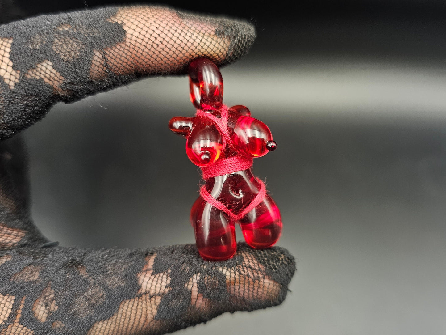 Glass Babe Pendant / Light Red Babe / Hand Blown Glass Babe Pendant / Shibari Pendant / Sexy Pendant / Elegant Glass Pendant / NSFW