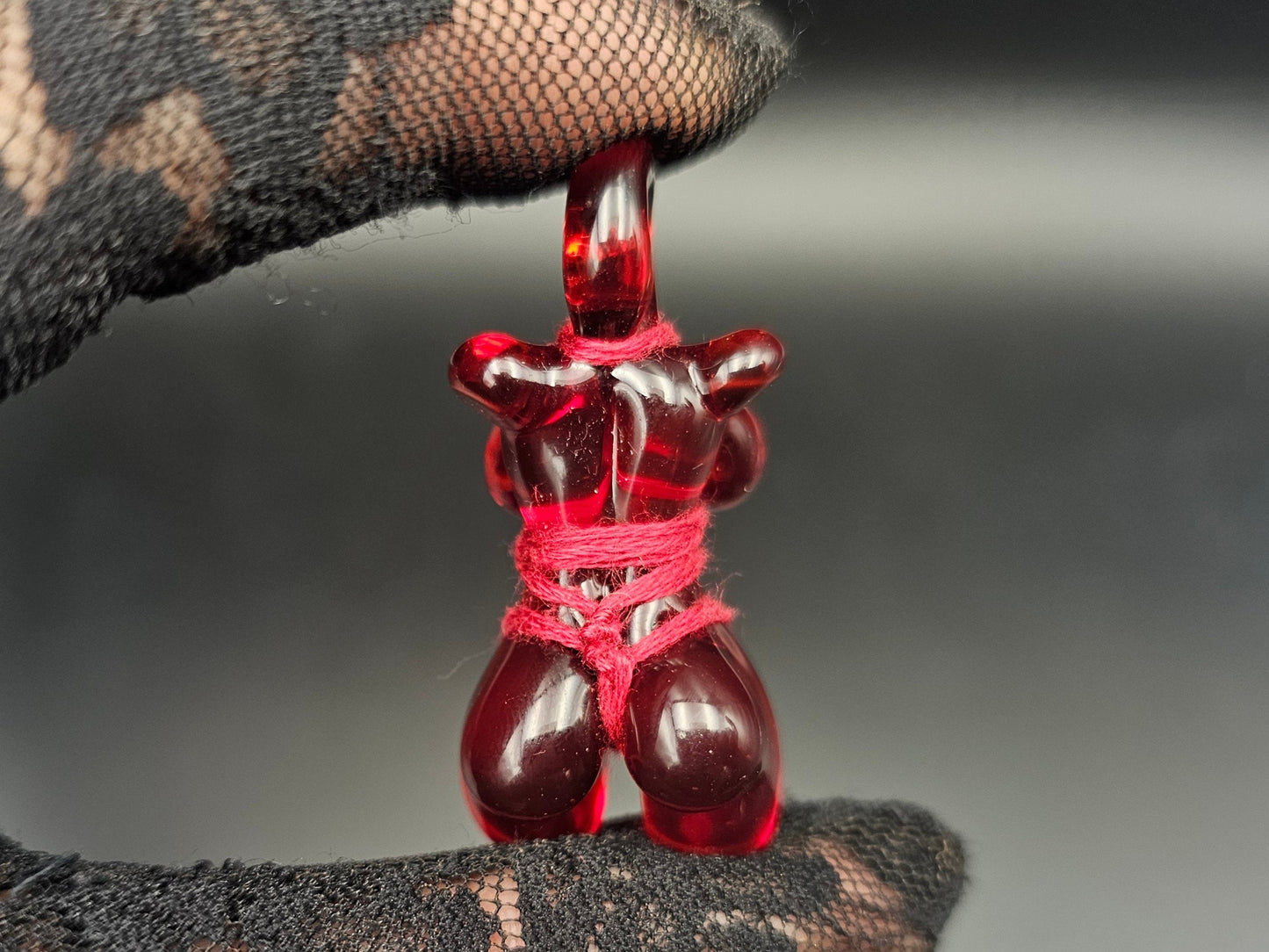 Glass Babe Pendant / Light Red Babe / Hand Blown Glass Babe Pendant / Shibari Pendant / Sexy Pendant / Elegant Glass Pendant / NSFW