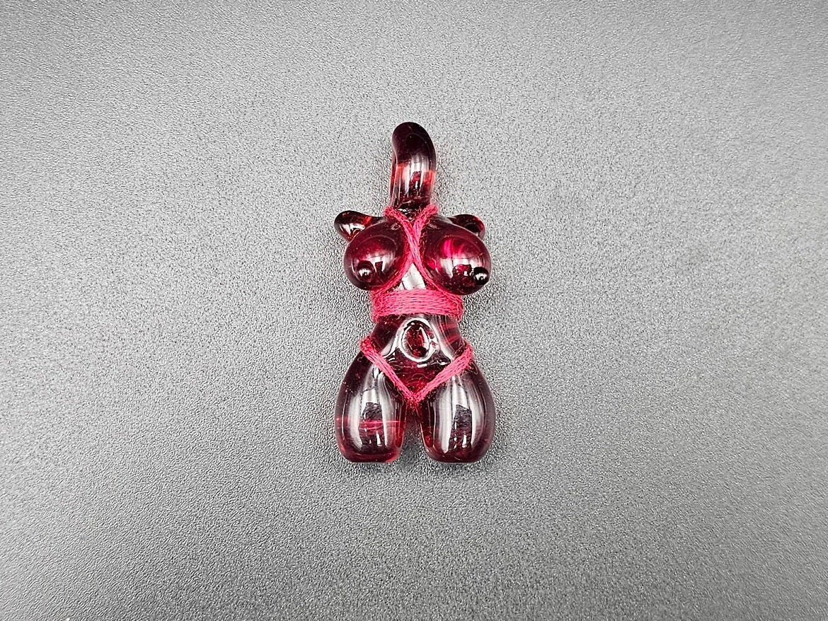 Glass Babe Pendant / Light Red Babe / Hand Blown Glass Babe Pendant / Shibari Pendant / Sexy Pendant / Elegant Glass Pendant / NSFW