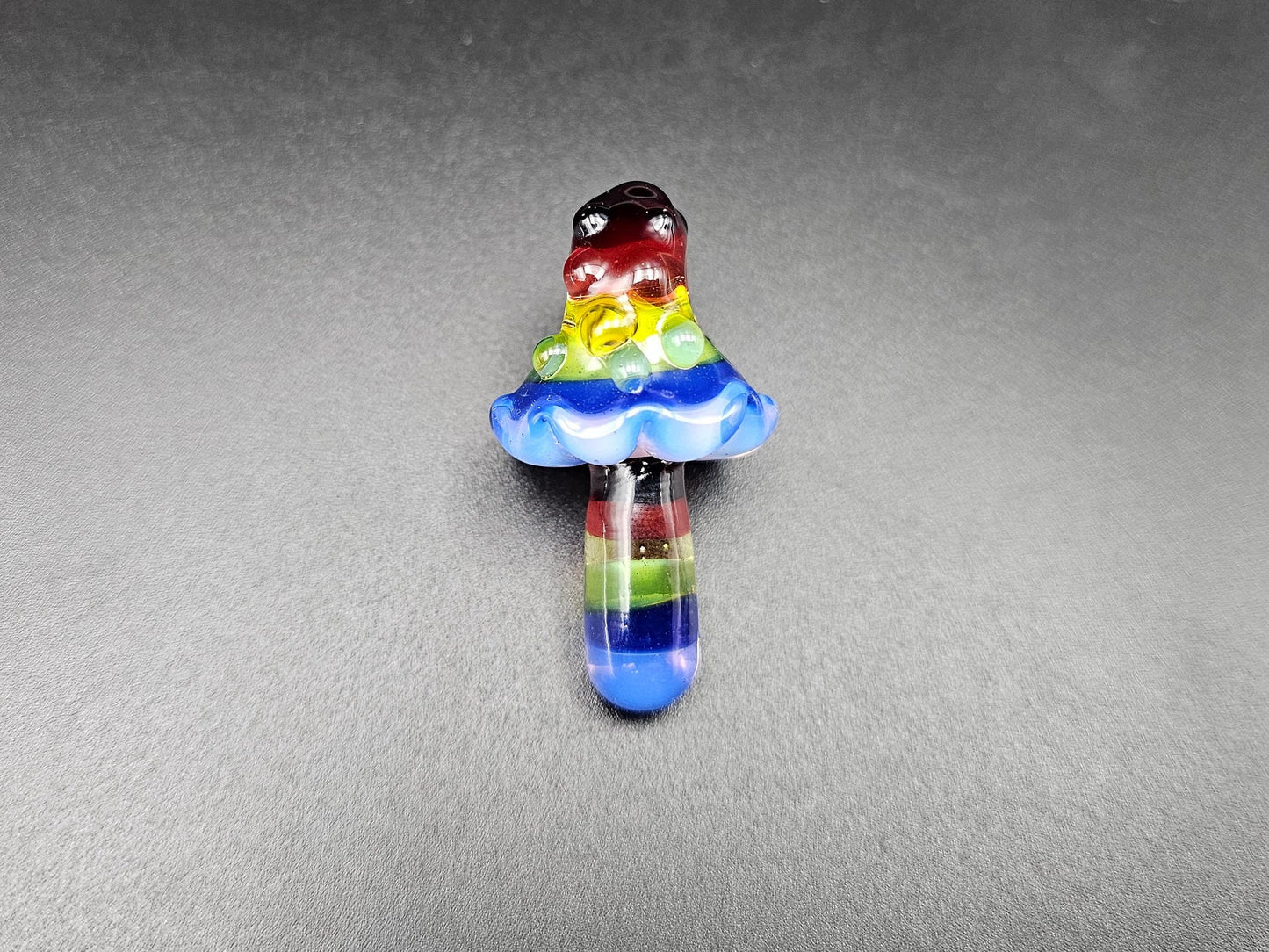 Double Rainbow Mushroom Pendant/ Shroom pendant / Hand Sculpted Glass Mushroom Necklace / Rainbow Shroom Pendant