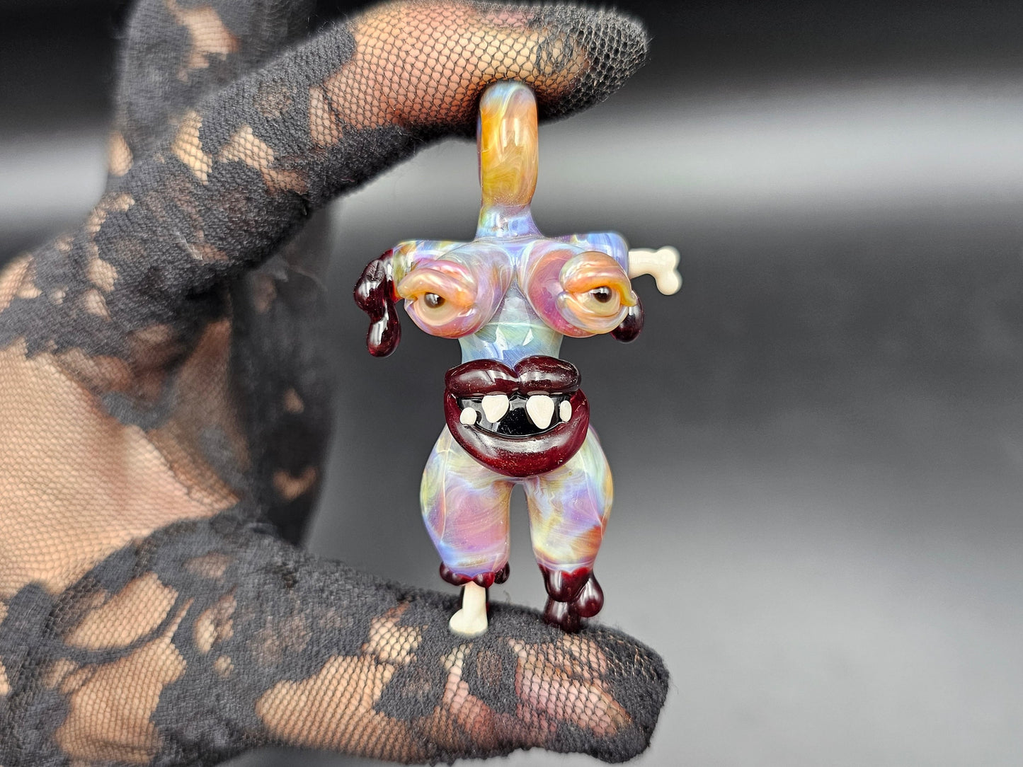 Glass Monster Maneater Babe Pendant / Purple Babe / Hand Blown Glass Monster Babe Pendant / Man Eater Pendant / Monster Pendant / NSFW