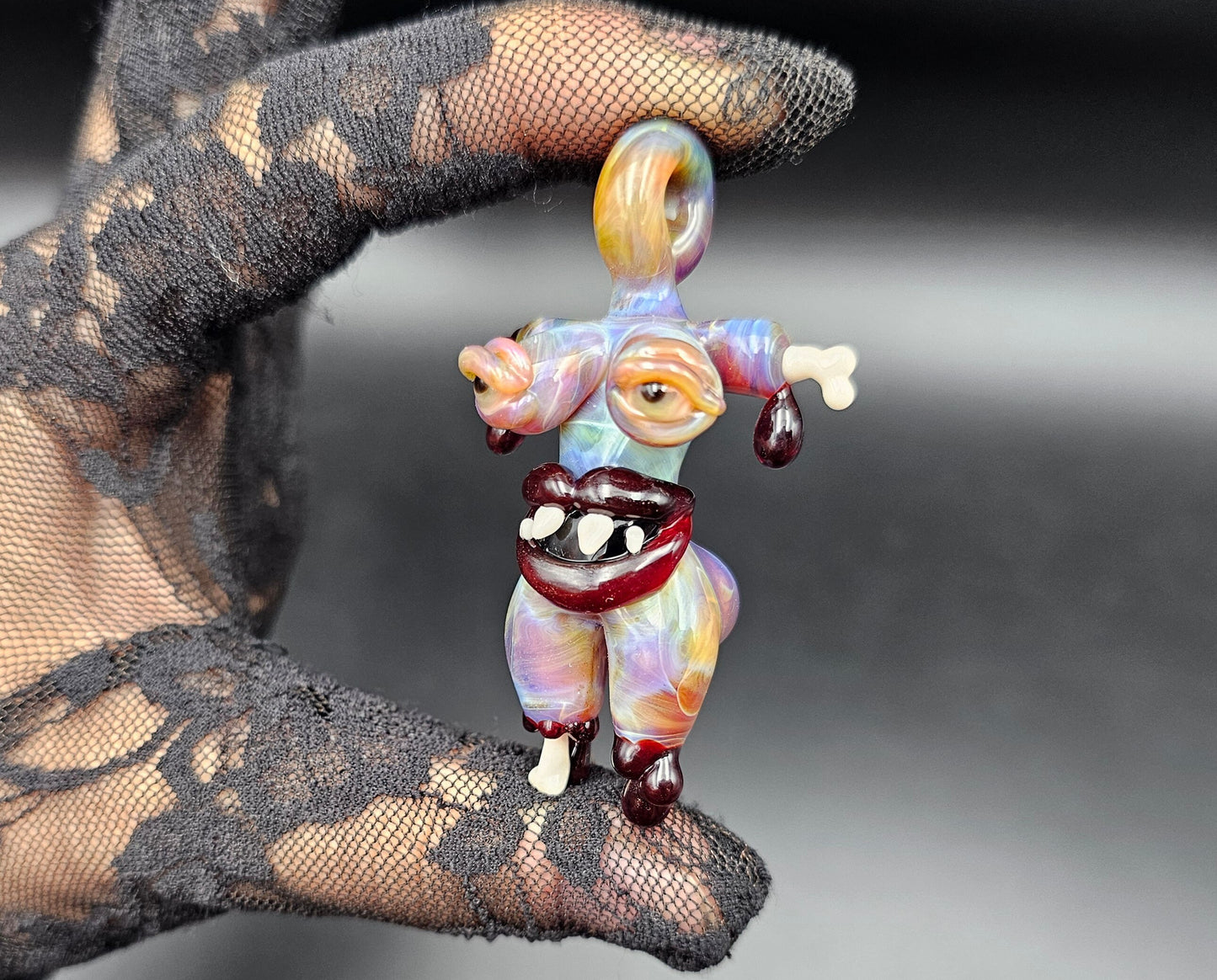Glass Monster Maneater Babe Pendant / Purple Babe / Hand Blown Glass Monster Babe Pendant / Man Eater Pendant / Monster Pendant / NSFW